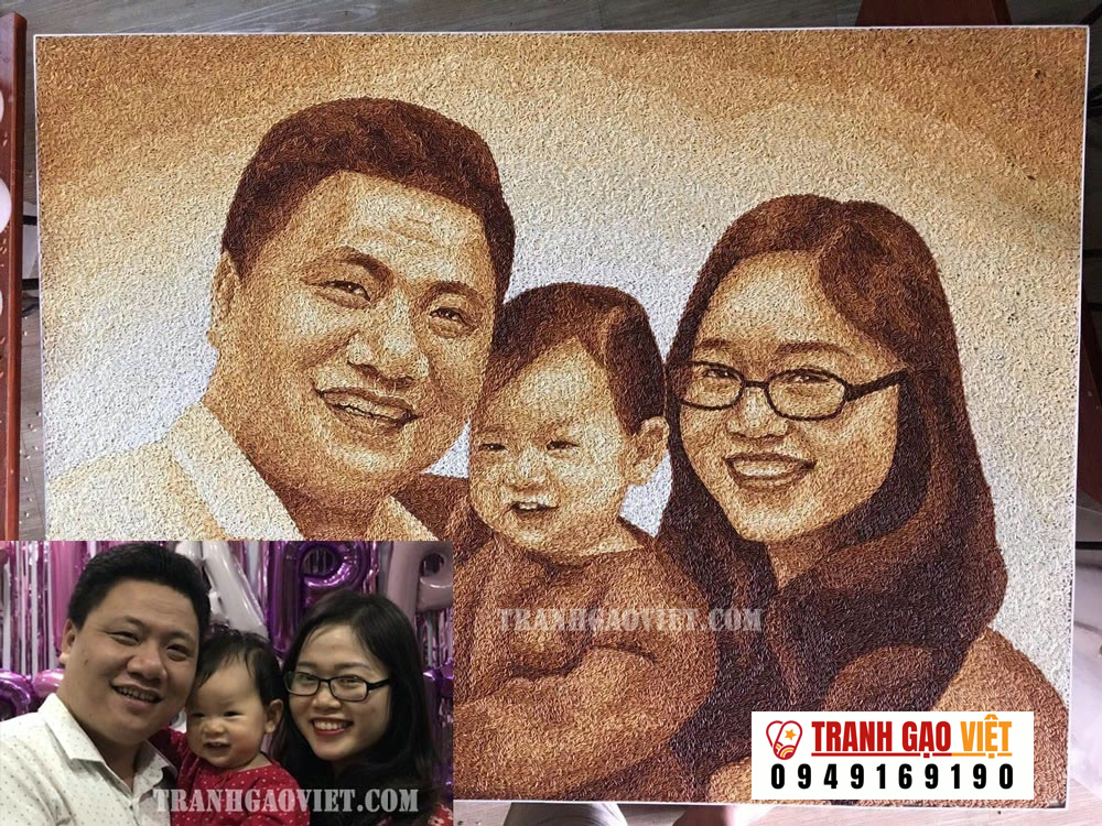 Tranh chân dung gia đình TGCD160 Hình ảnh Tranh chân dung gia đình TGCD160 - Ảnh thực tế sản phẩm Tranh Gạo