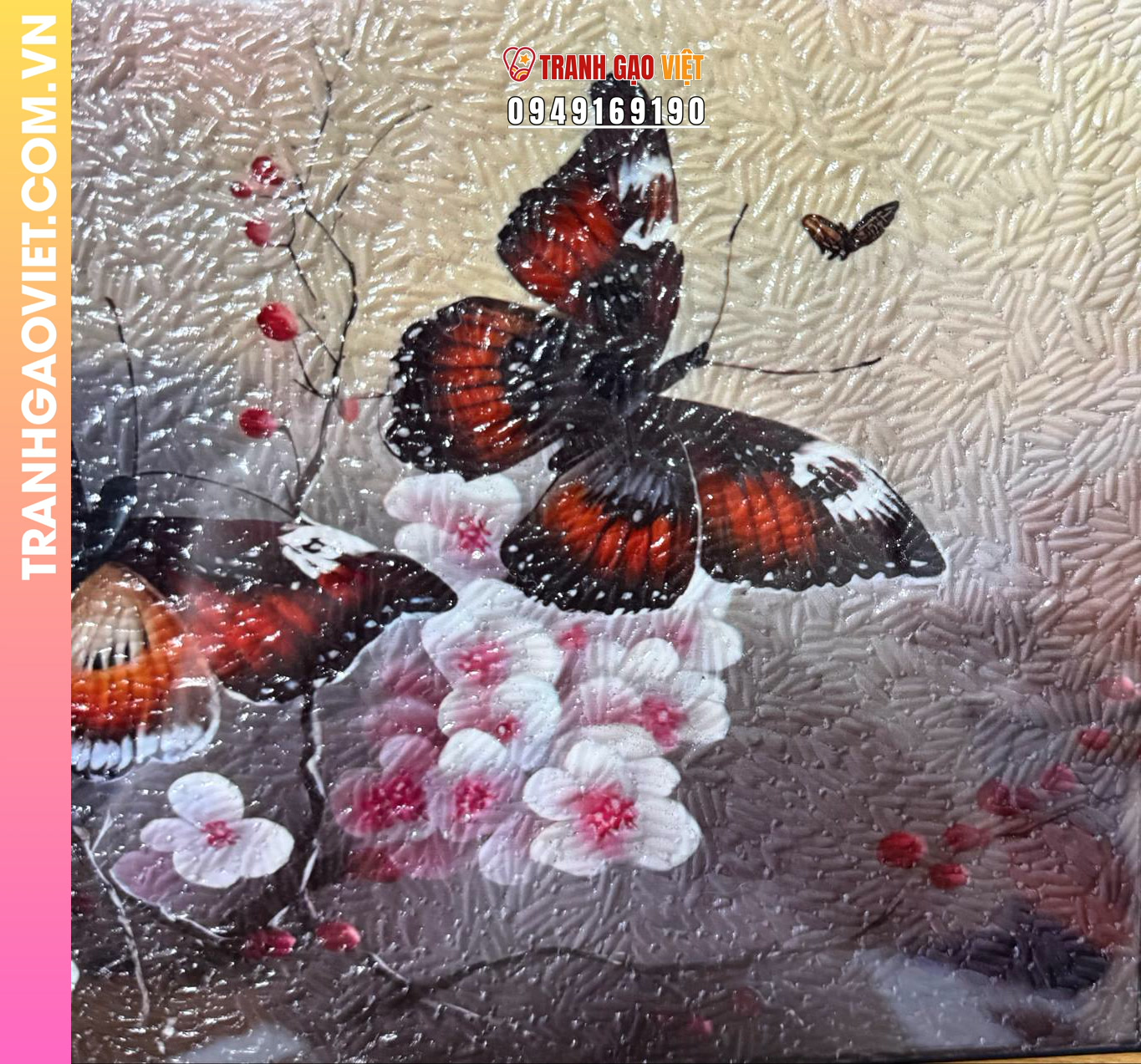 Tranh gạo Bướm và Hoa - Ảnh 3
