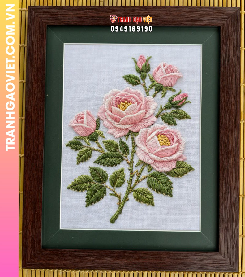 Tranh Thêu Nét Dịu Dàng Của Đoá Hoa Hồng