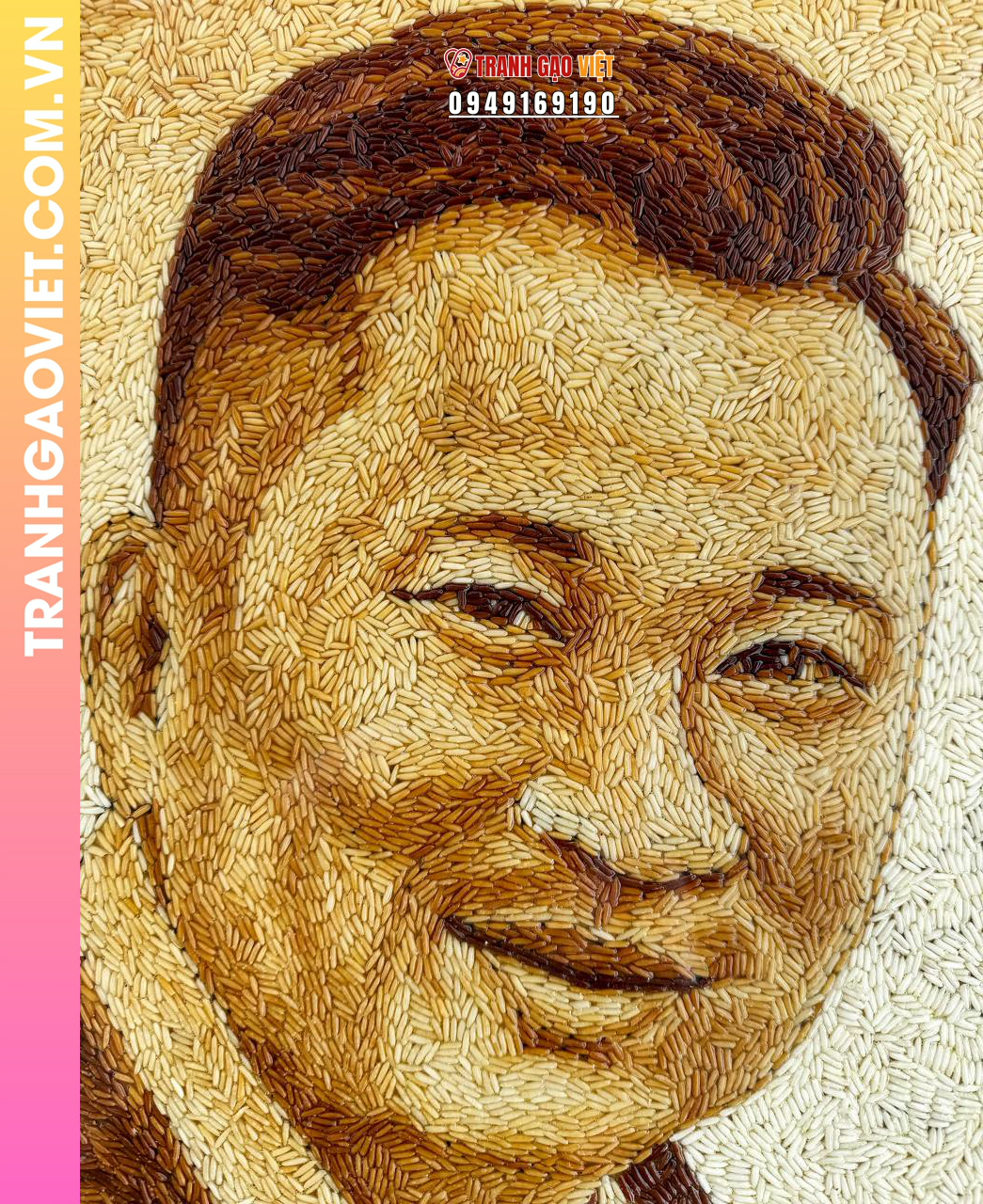 Tranh gạo rang Kỷ niệm chân dung (size 65x85cm) - Ảnh 3