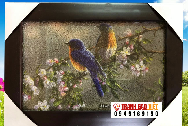đôi chim uyên ương Hình ảnh đôi chim uyên ương - Ảnh thực tế sản phẩm Tranh Gạo