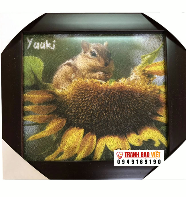 tranh hoa hướng dương Hình ảnh tranh hoa hướng dương - Ảnh thực tế sản phẩm Tranh Gạo