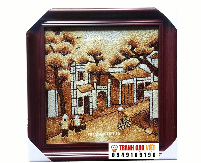 Tranh gạo Phố Cổ HN Hình ảnh Tranh gạo Phố Cổ HN - Ảnh thực tế sản phẩm Tranh Gạo