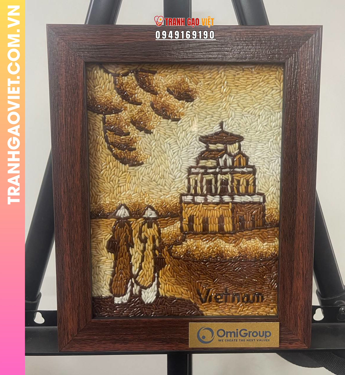 Tranh gạo để bàn Tháp Rùa Nắng Mai hàng đặt riêng của tập đoàn OmiGroup Hình ảnh Tranh gạo để bàn Tháp Rùa Nắng Mai hàng đặt riêng của tập đoàn OmiGroup - Ảnh thực tế sản phẩm Tranh Gạo