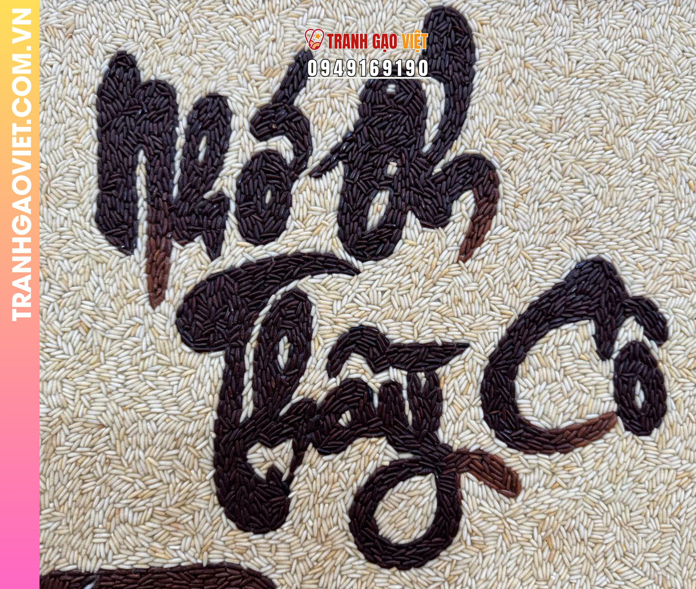 Tranh gạo rang Nhớ Ơn Thầy Cô size 50x70 cm - Ảnh 2