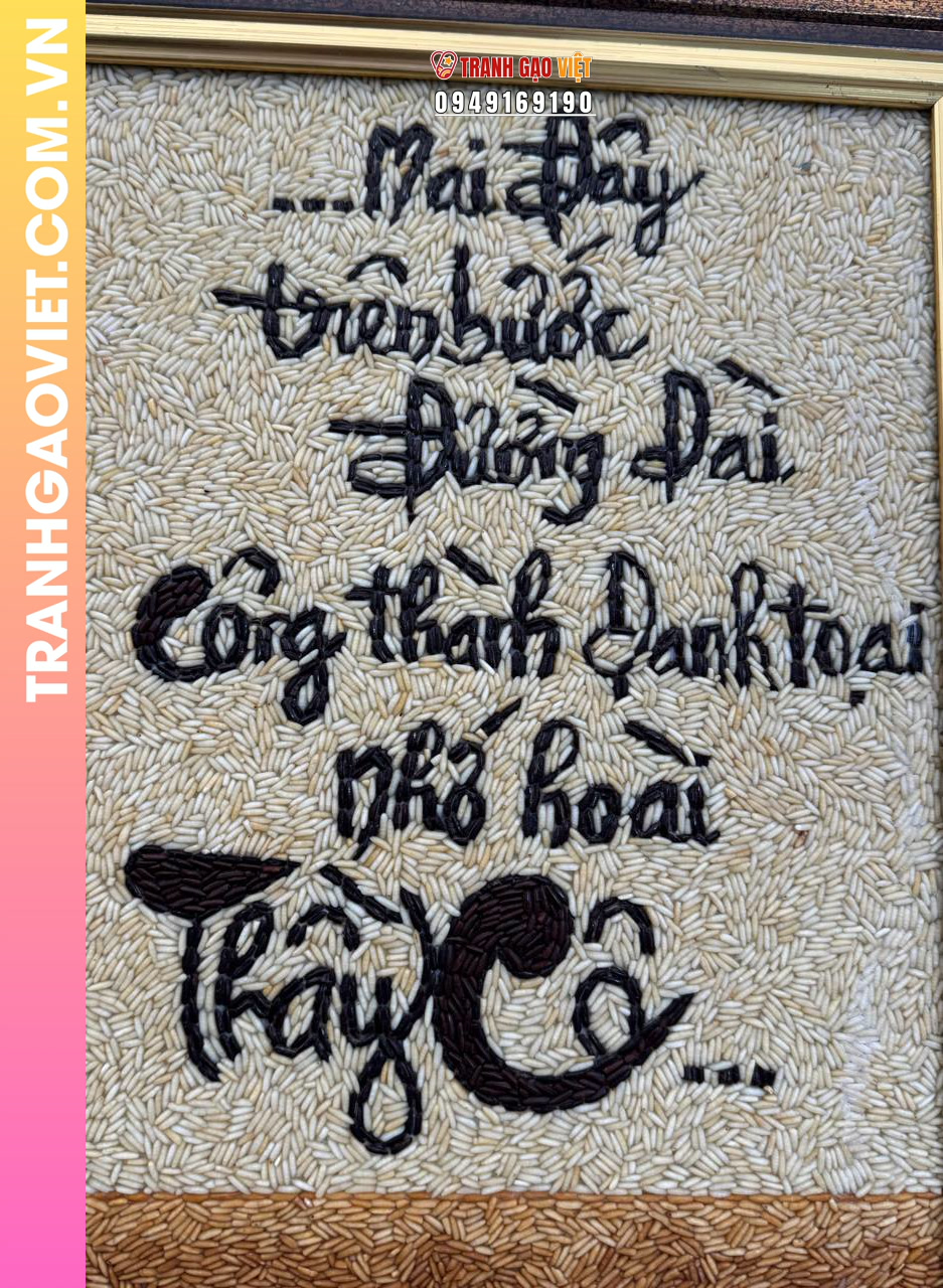 Tranh gạo rang Nhớ Ơn Thầy Cô size 50x70 cm - Ảnh 3