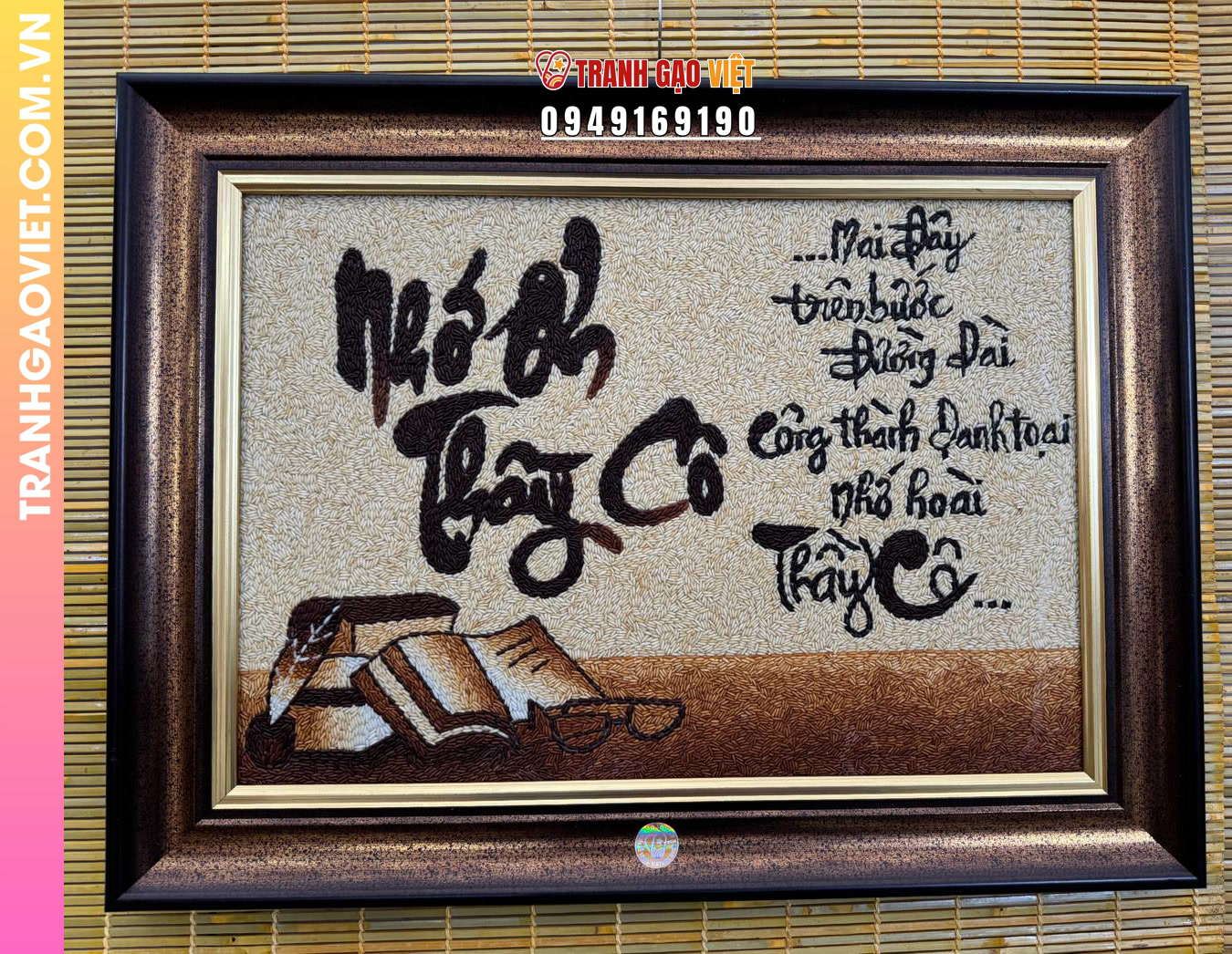 Tranh gạo rang Nhớ Ơn Thầy Cô size 50x70 cm