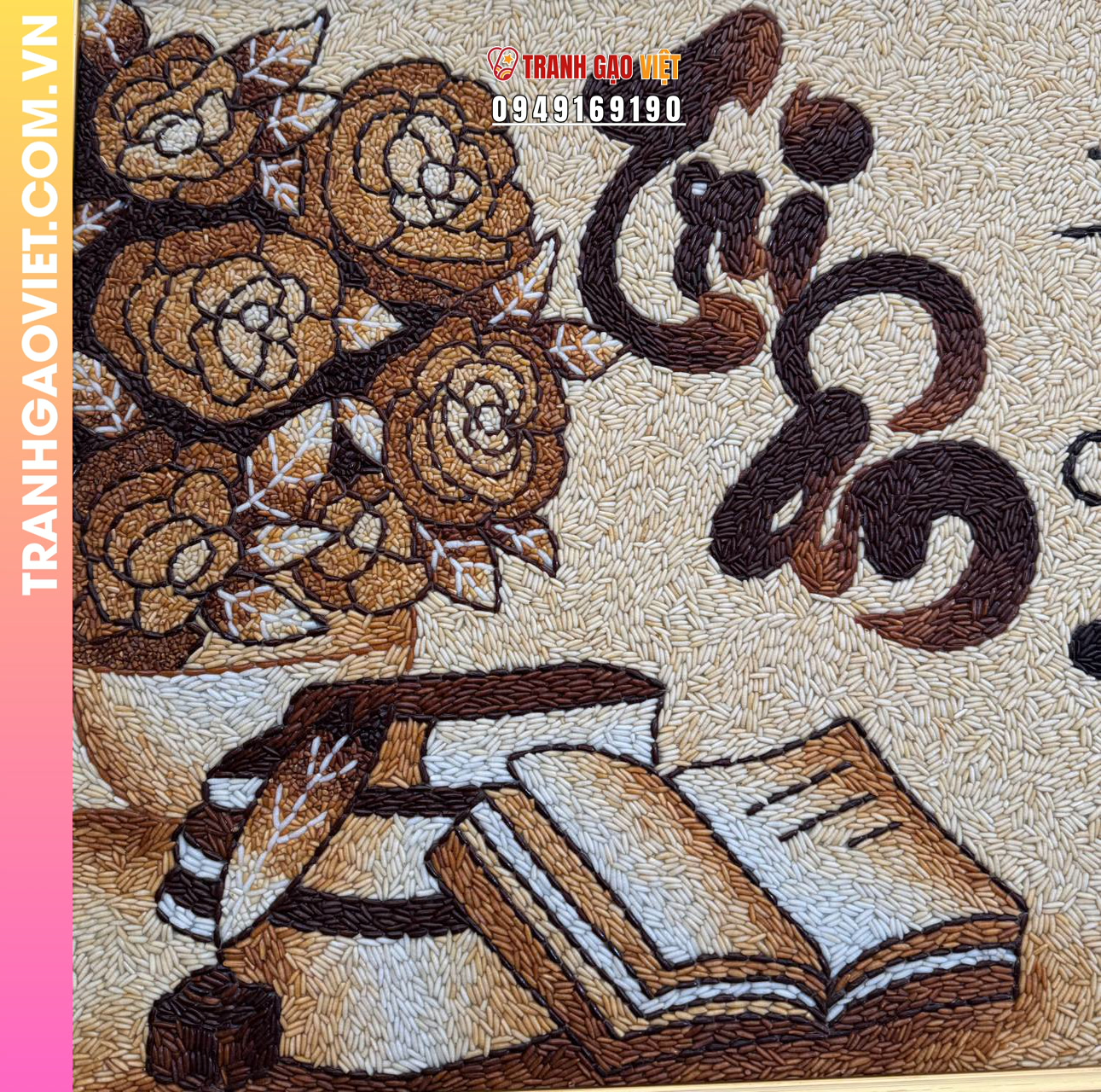 Tranh gạo Tri Ân treo tường size 50x70 cm - Ảnh 3