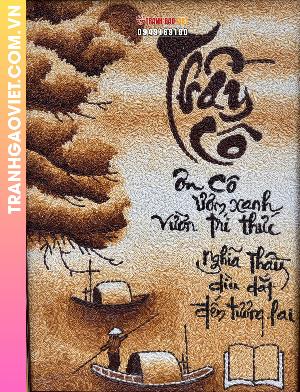 Tranh gạo rang Thầy Cô bản dọc size 50x70 cm - Ảnh 3