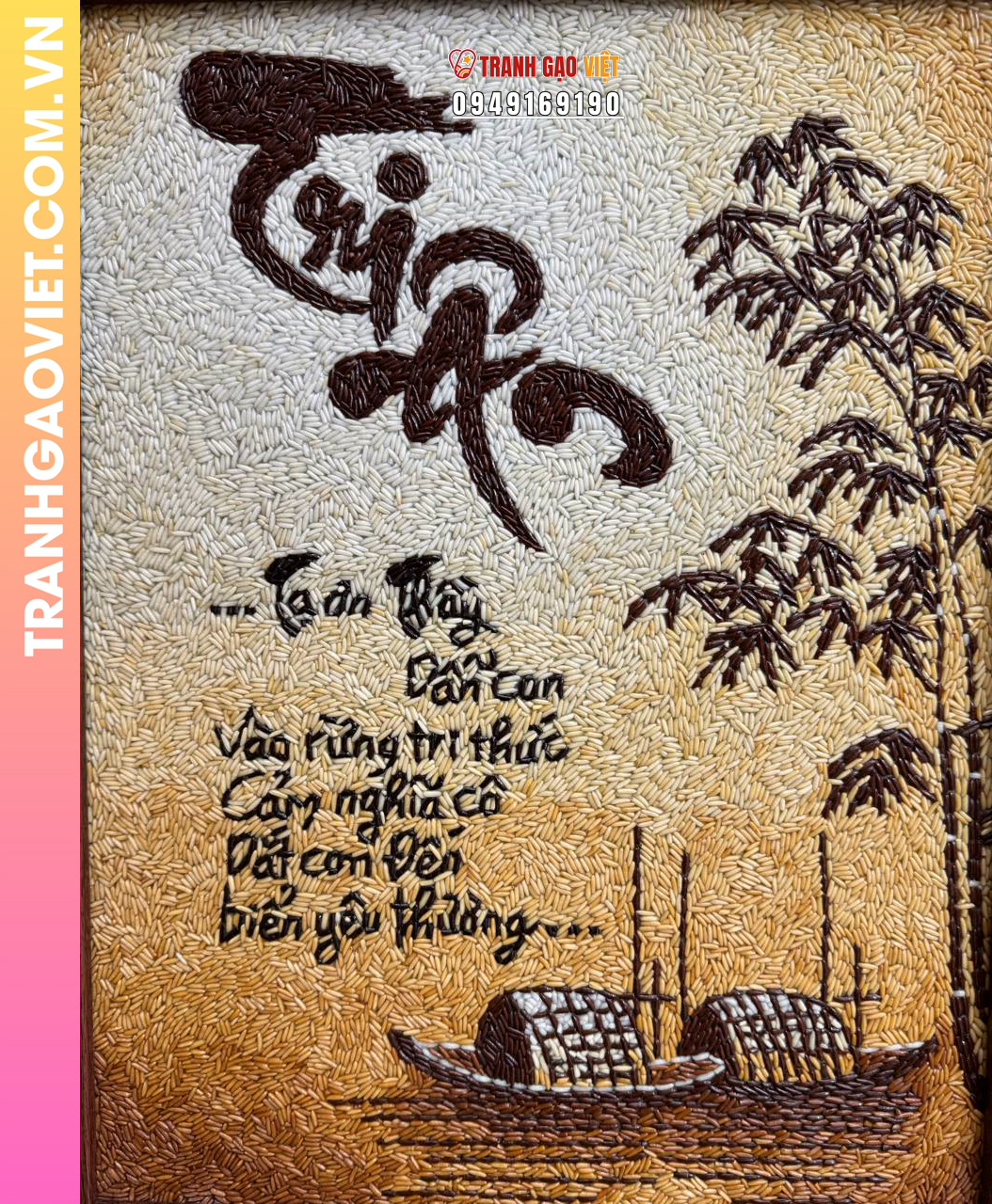 Tranh gạo Tri Ân size 40x50 cm - Ảnh 5