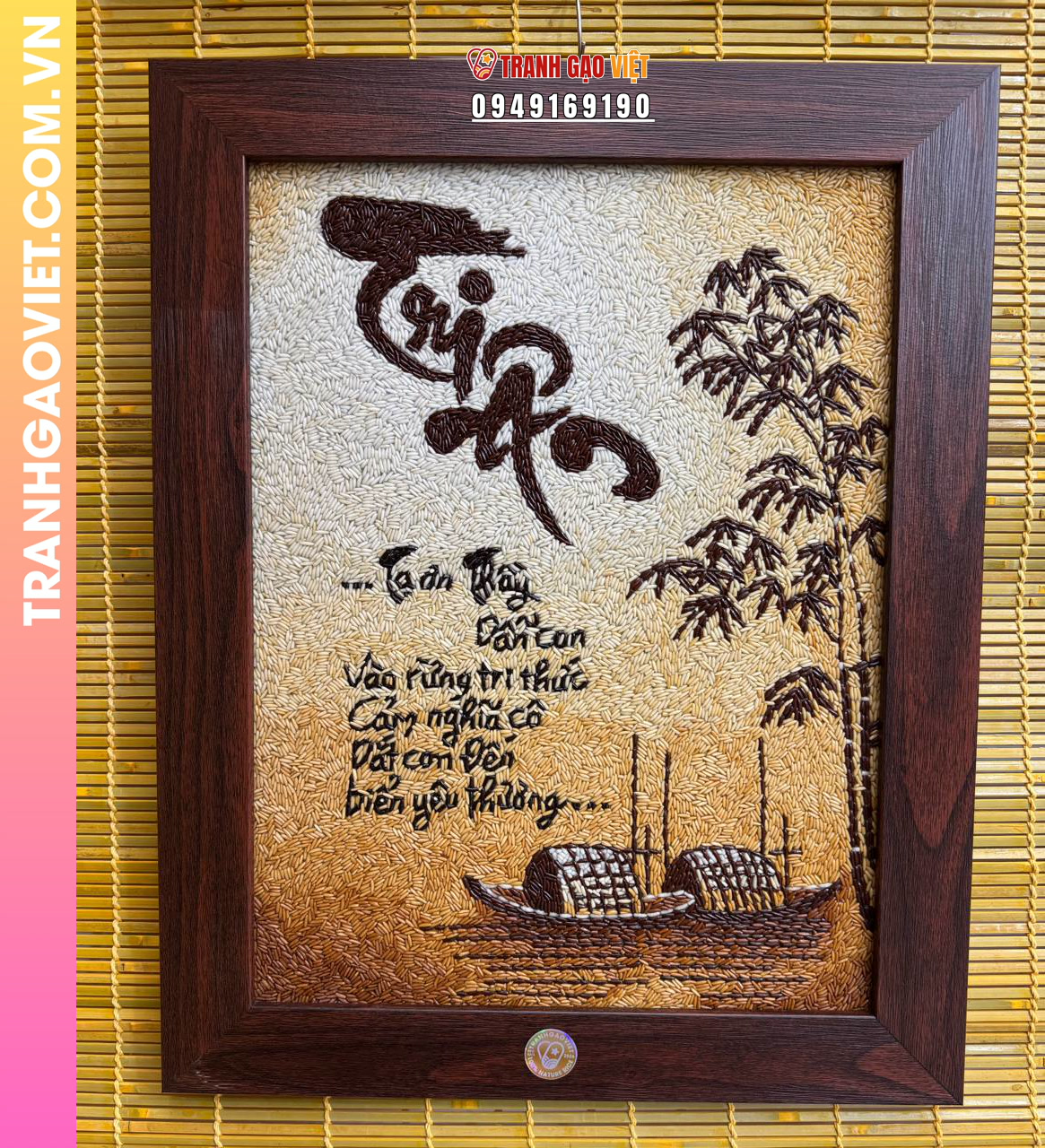 Tranh gạo Tri Ân size 40x50 cm