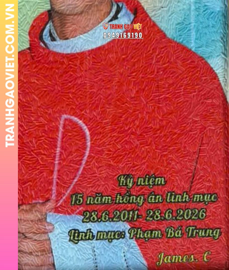 tranh gạo màu Tri ân linh mục - Ảnh 2