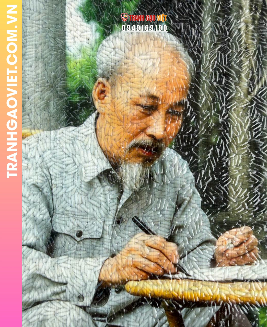 Tranh gạo màu Bác Hồ làm việc - Ảnh 2