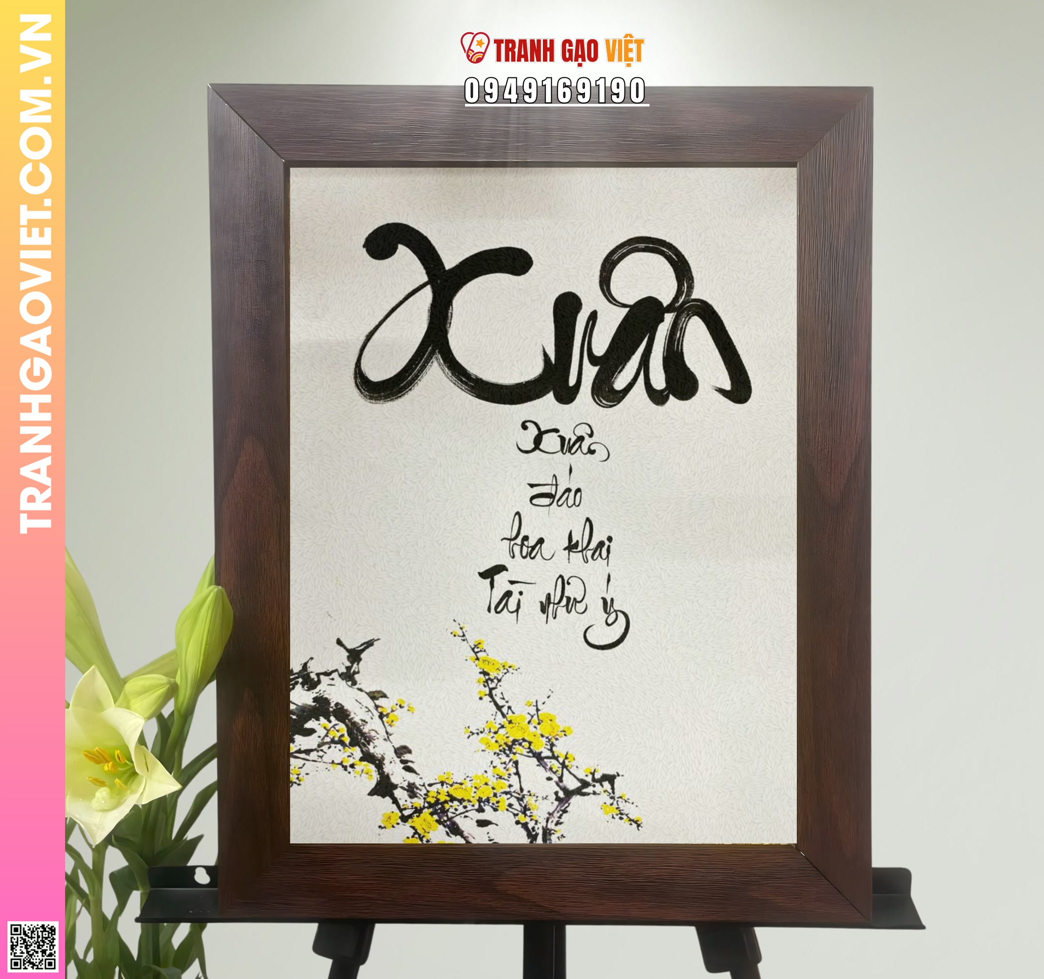 Tranh Gạo Chữ Xuân Hình ảnh Tranh Gạo Chữ Xuân - Ảnh thực tế sản phẩm Tranh Gạo