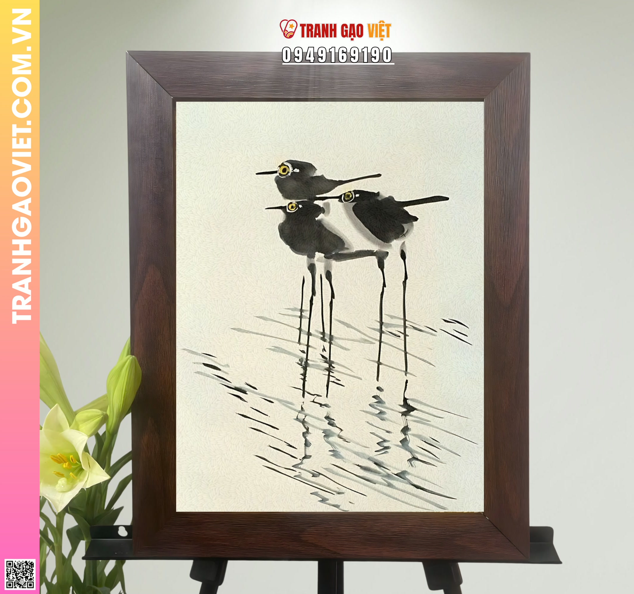 Tranh Gạo 3 Chú Chim Hình ảnh Tranh Gạo 3 Chú Chim - Ảnh thực tế sản phẩm Tranh Gạo