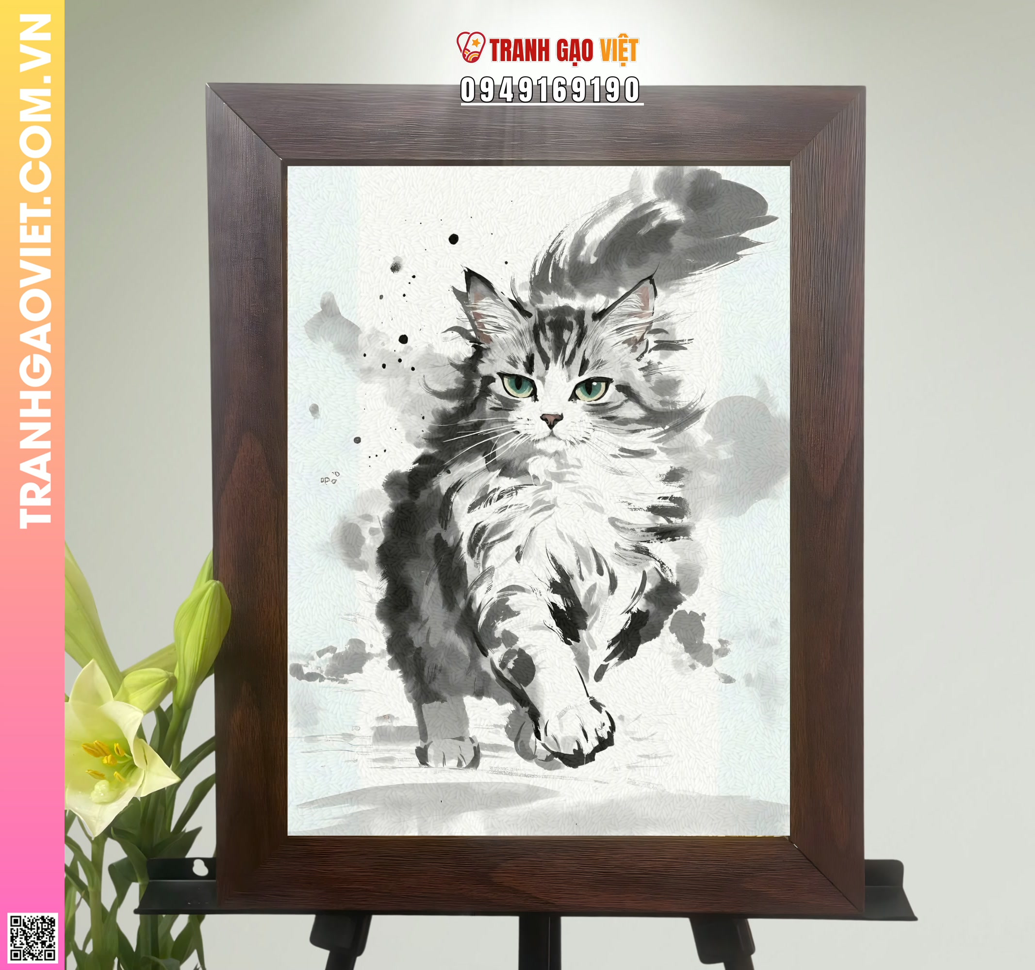 Tranh Gạo Anh Hùng Mèo Hình ảnh Tranh Gạo Anh Hùng Mèo - Ảnh thực tế sản phẩm Tranh Gạo