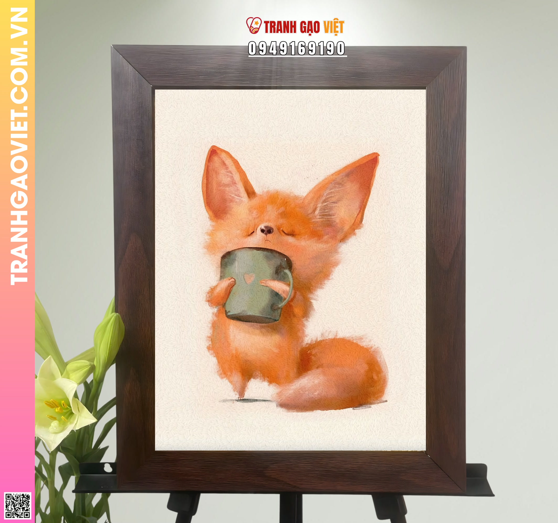 Tranh Gạo Buổi Sáng của Cáo Nhỏ Hình ảnh Tranh Gạo Buổi Sáng của Cáo Nhỏ - Ảnh thực tế sản phẩm Tranh Gạo