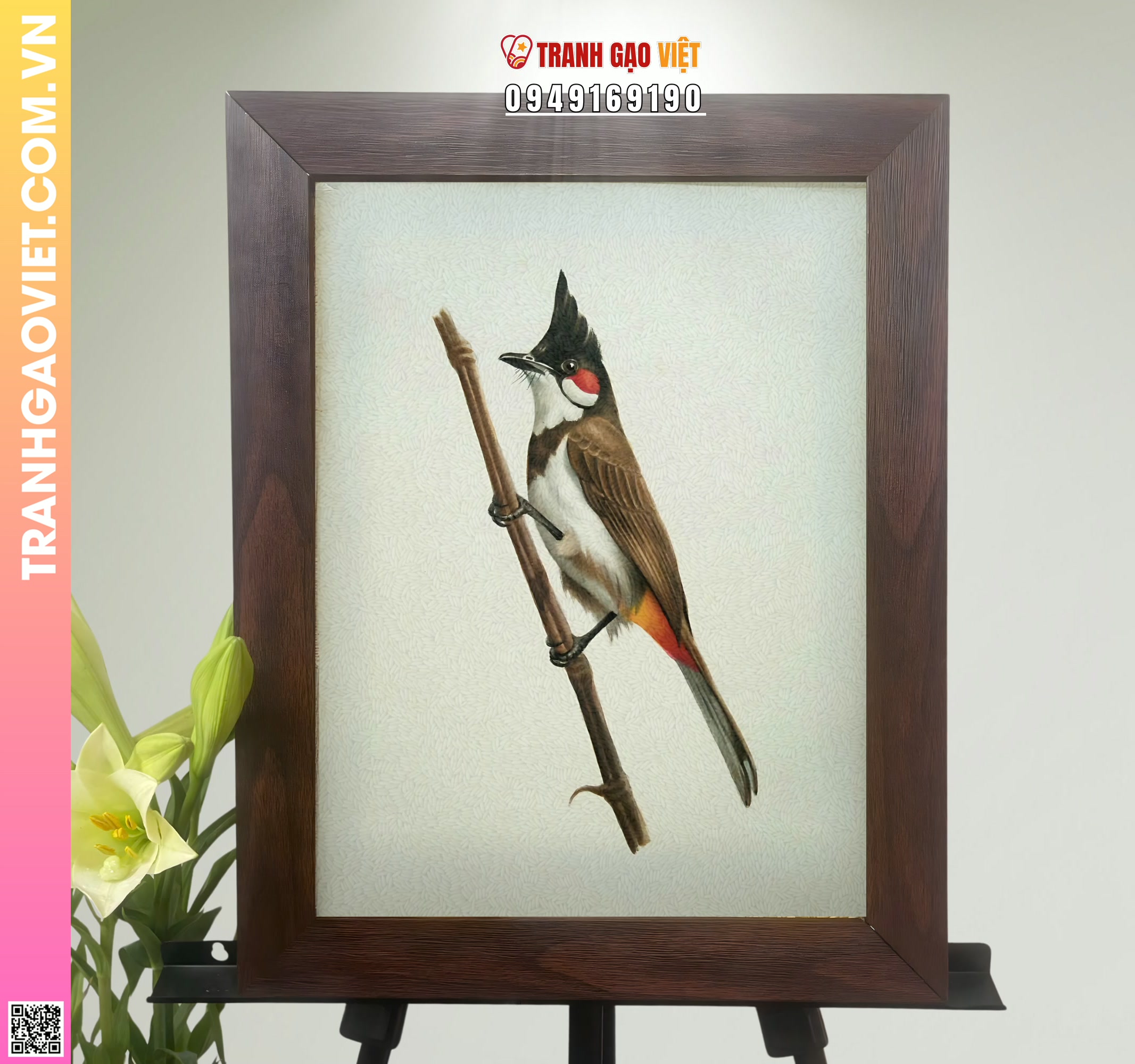 Tranh Gạo Chim Chào Mào Hình ảnh Tranh Gạo Chim Chào Mào - Ảnh thực tế sản phẩm Tranh Gạo