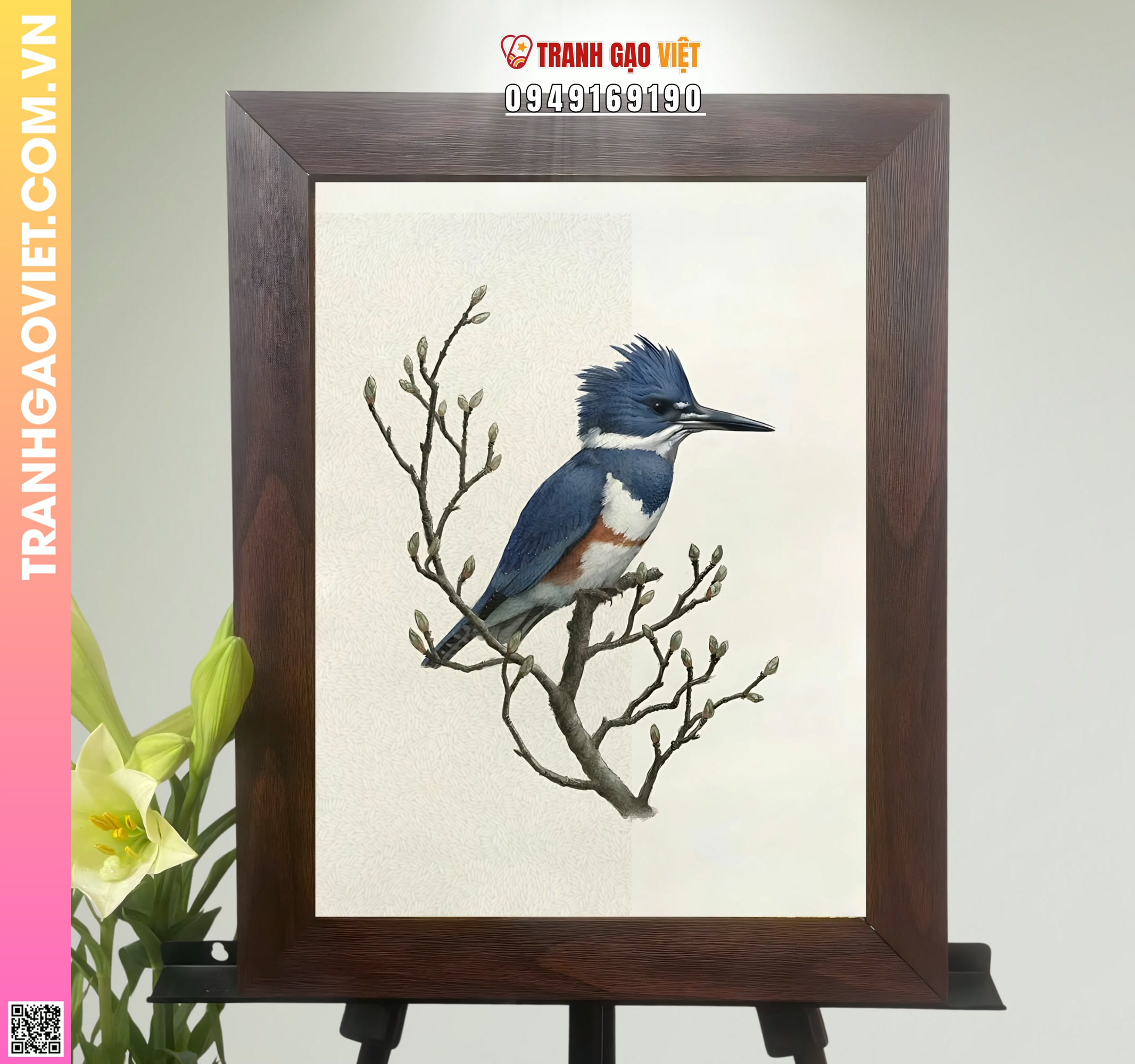 Tranh Gạo Chim Trên Cành Hình ảnh Tranh Gạo Chim Trên Cành - Ảnh thực tế sản phẩm Tranh Gạo