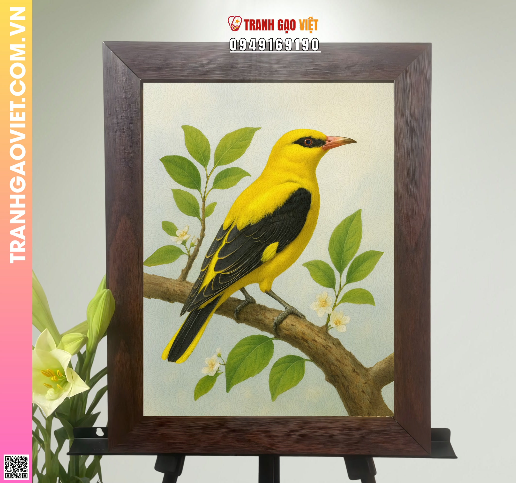 Tranh Gạo Chim Vàng Hình ảnh Tranh Gạo Chim Vàng - Ảnh thực tế sản phẩm Tranh Gạo