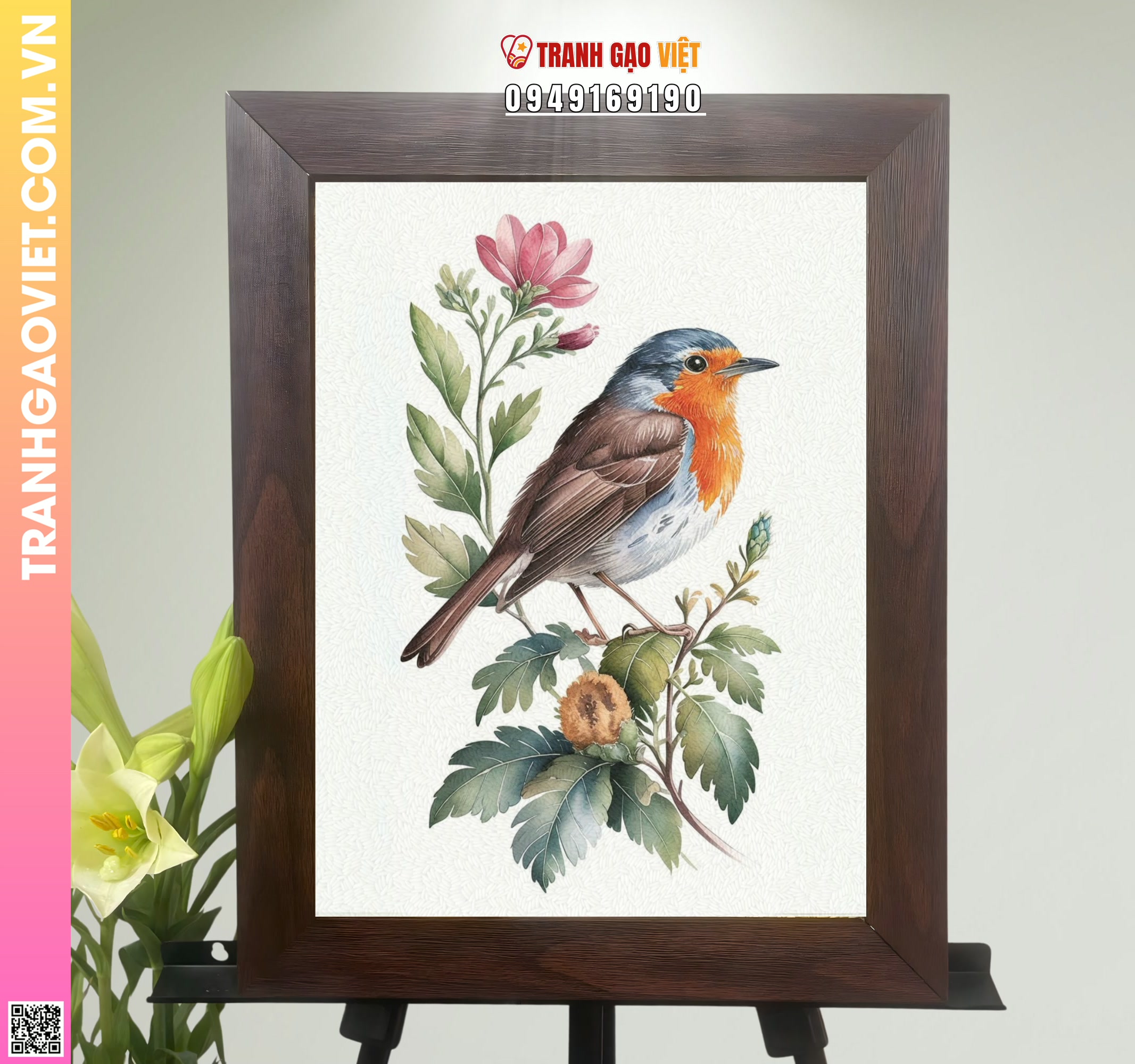 Tranh Gạo Chim Xuân Hình ảnh Tranh Gạo Chim Xuân - Ảnh thực tế sản phẩm Tranh Gạo