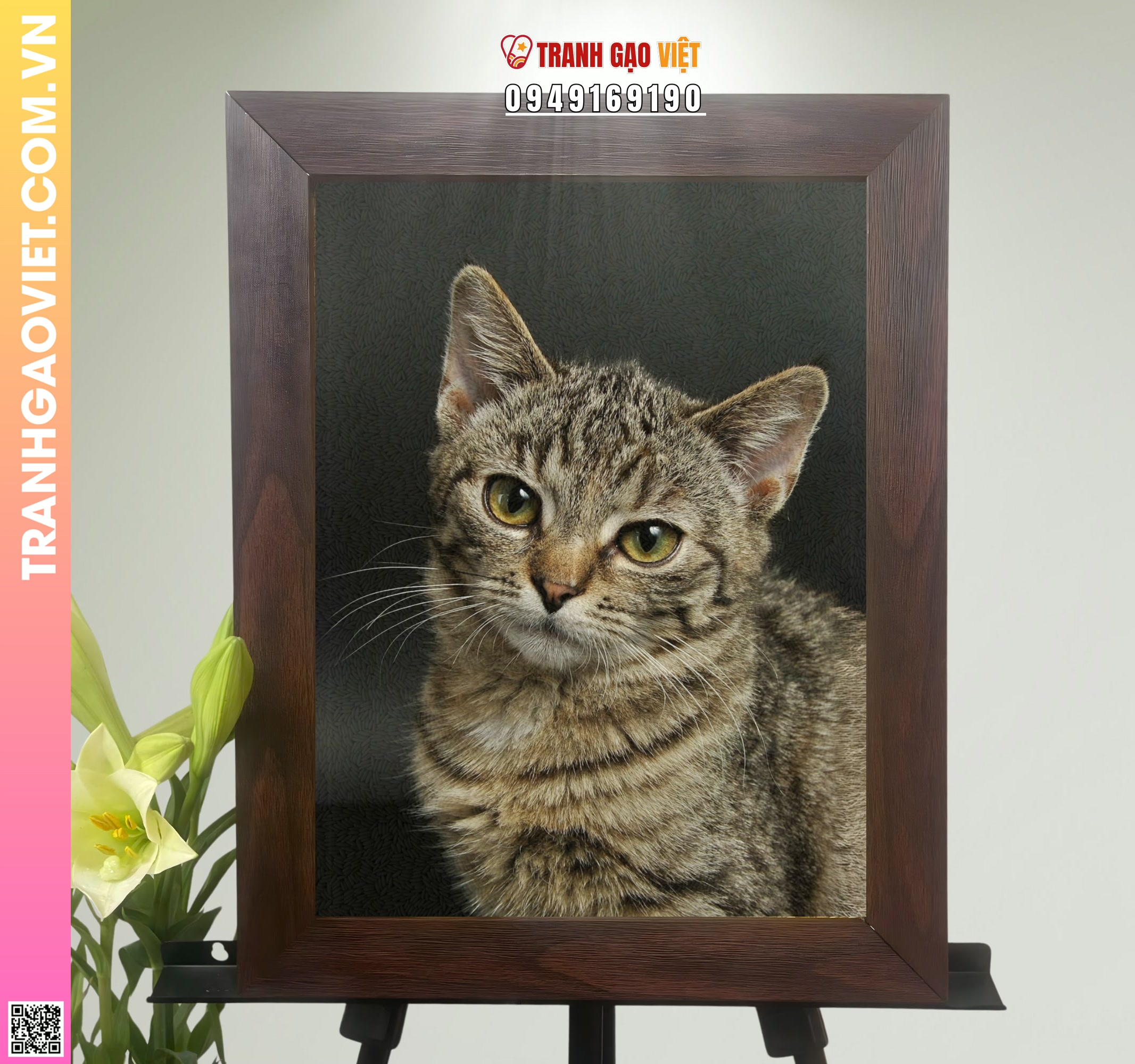 Tranh Gạo Chân Dung Mèo Hình ảnh Tranh Gạo Chân Dung Mèo - Ảnh thực tế sản phẩm Tranh Gạo