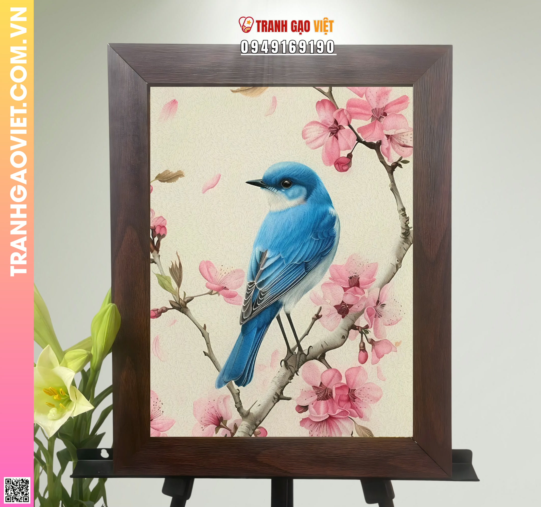 Tranh Gạo Chú Chim Xanh Hình ảnh Tranh Gạo Chú Chim Xanh - Ảnh thực tế sản phẩm Tranh Gạo