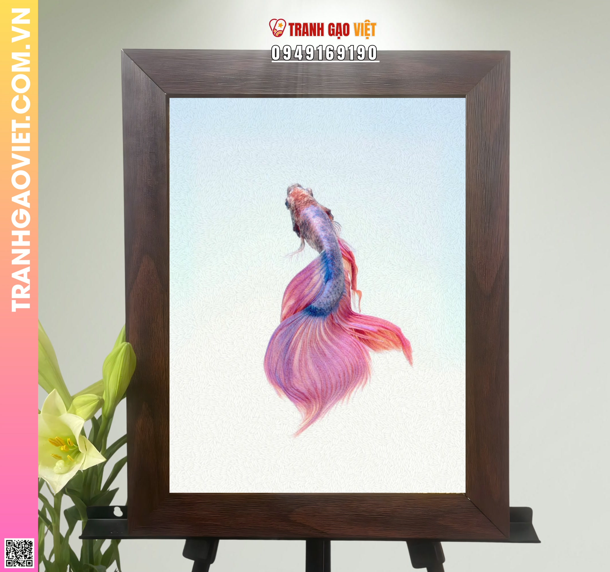 Tranh Gạo Cá Ngũ Sắc Hình ảnh Tranh Gạo Cá Ngũ Sắc - Ảnh thực tế sản phẩm Tranh Gạo