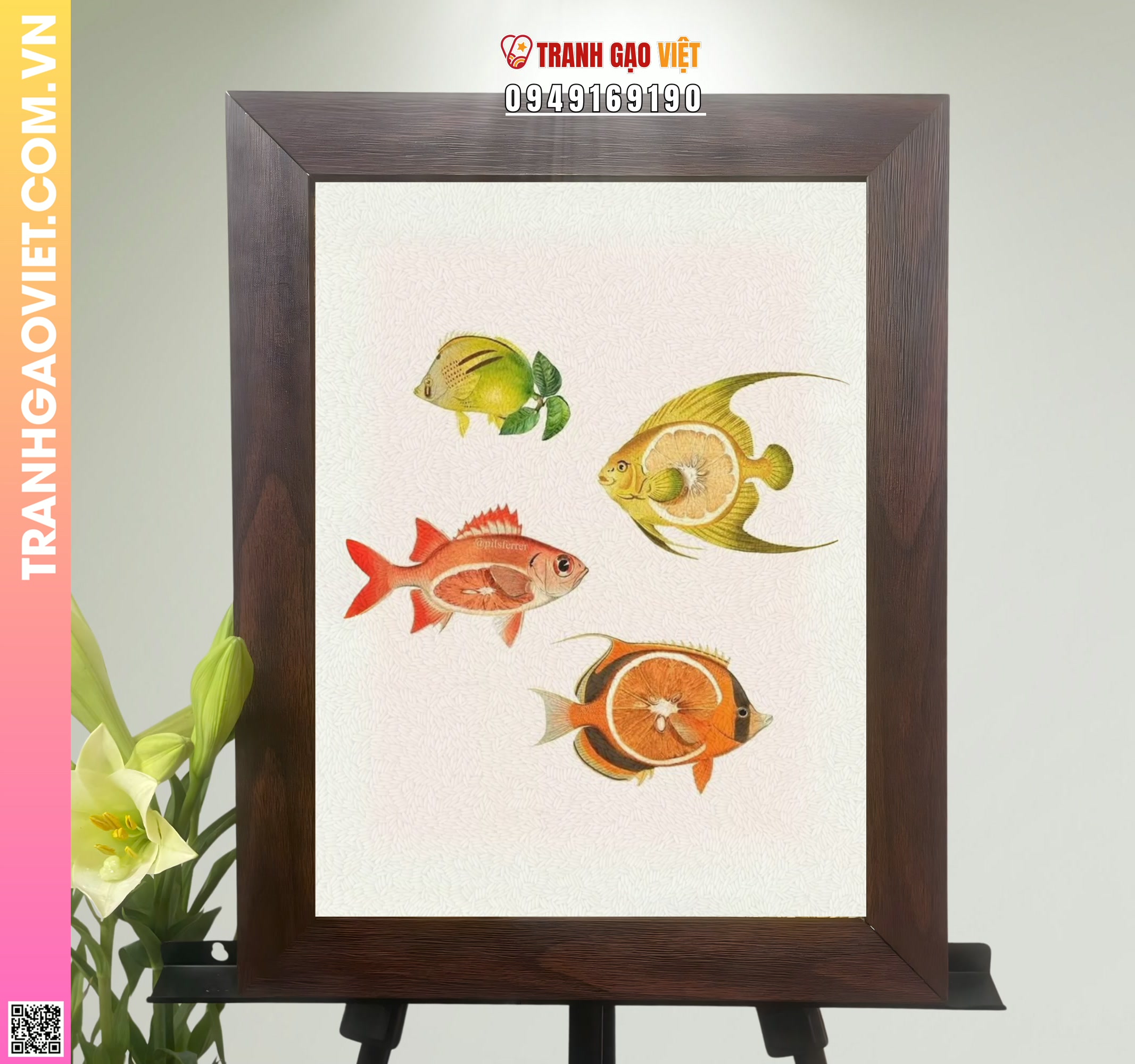 Tranh Gạo Cá Trái Cây Hình ảnh Tranh Gạo Cá Trái Cây - Ảnh thực tế sản phẩm Tranh Gạo