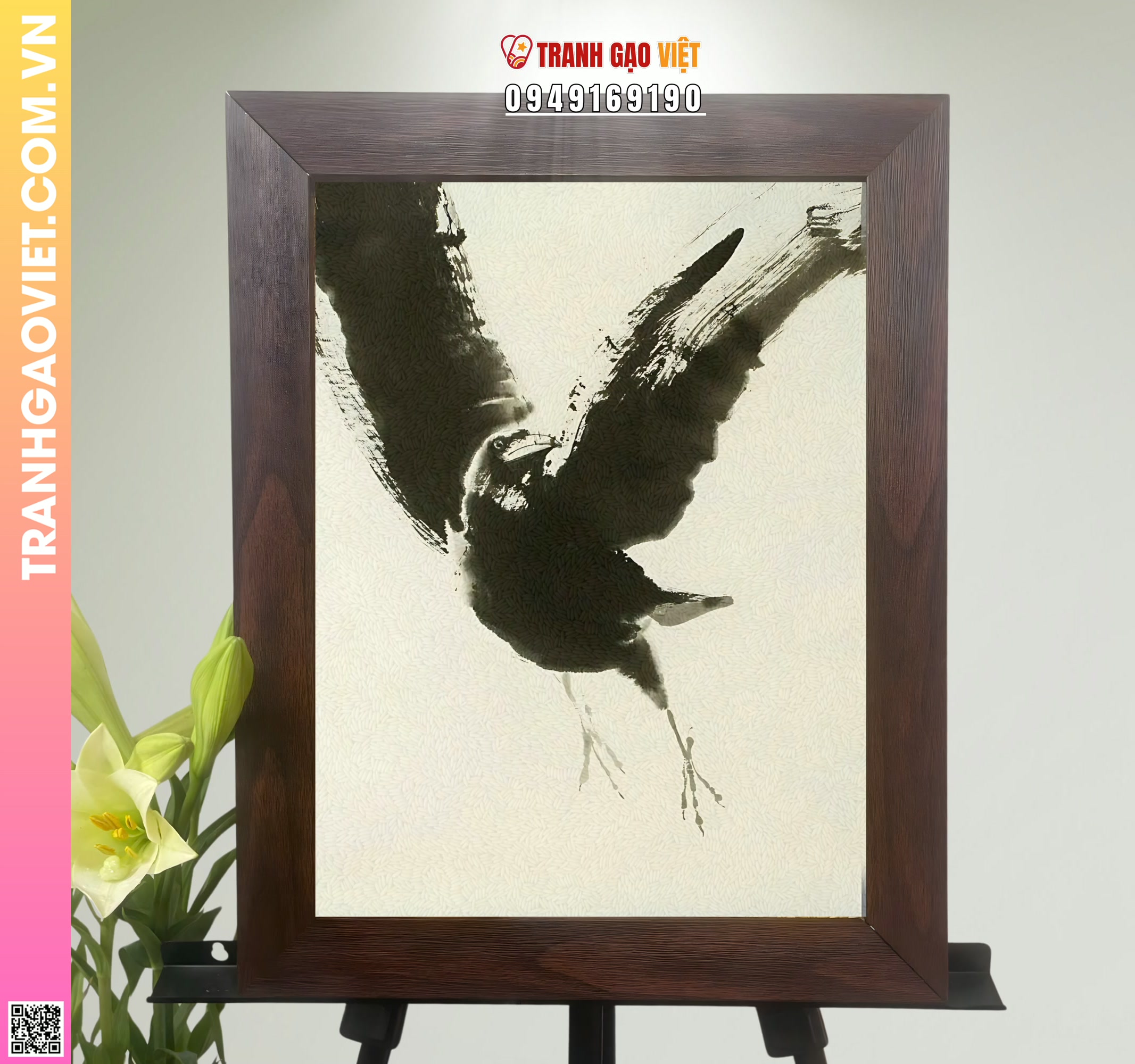 Tranh Gạo Cánh Chim Đen Hình ảnh Tranh Gạo Cánh Chim Đen - Ảnh thực tế sản phẩm Tranh Gạo