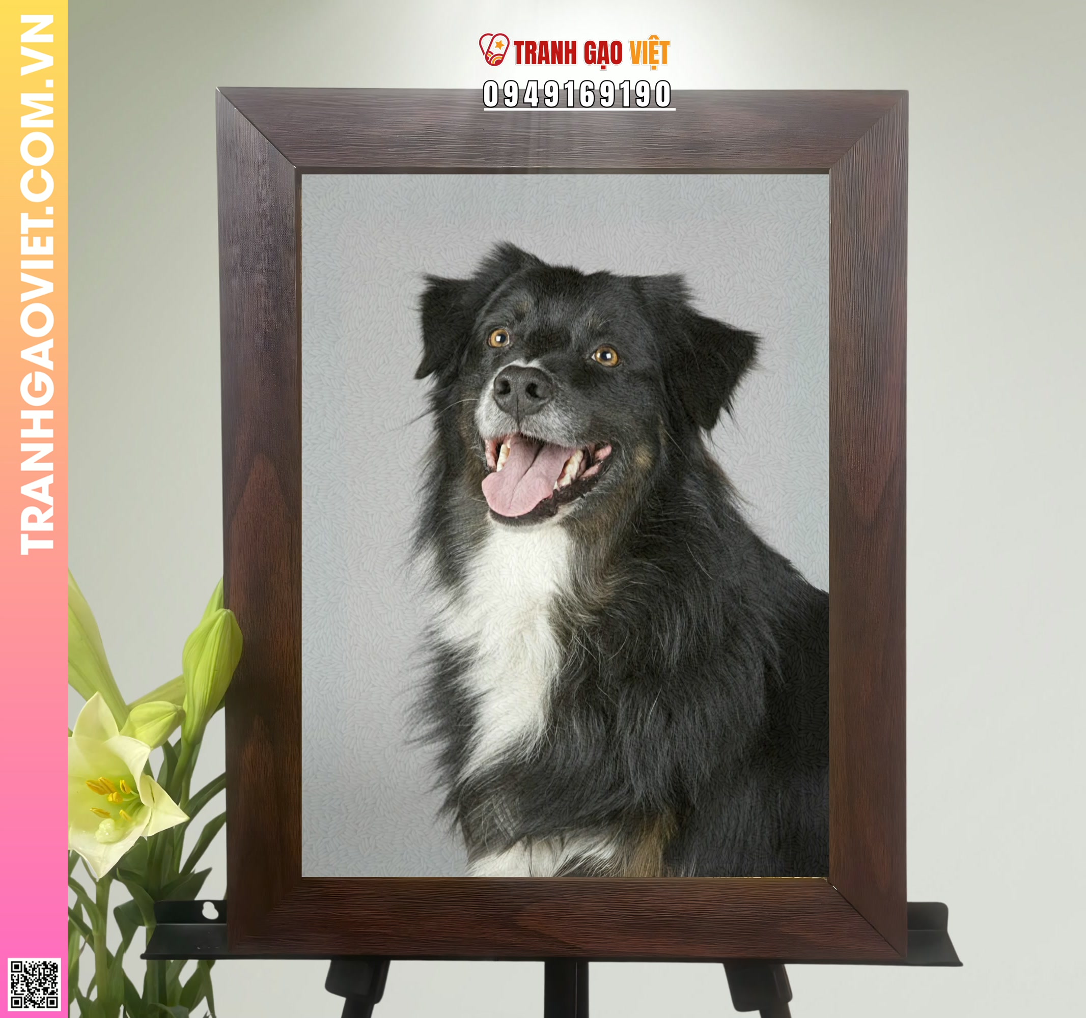 Tranh Gạo Cún Con Đáng Yêu Hình ảnh Tranh Gạo Cún Con Đáng Yêu - Ảnh thực tế sản phẩm Tranh Gạo