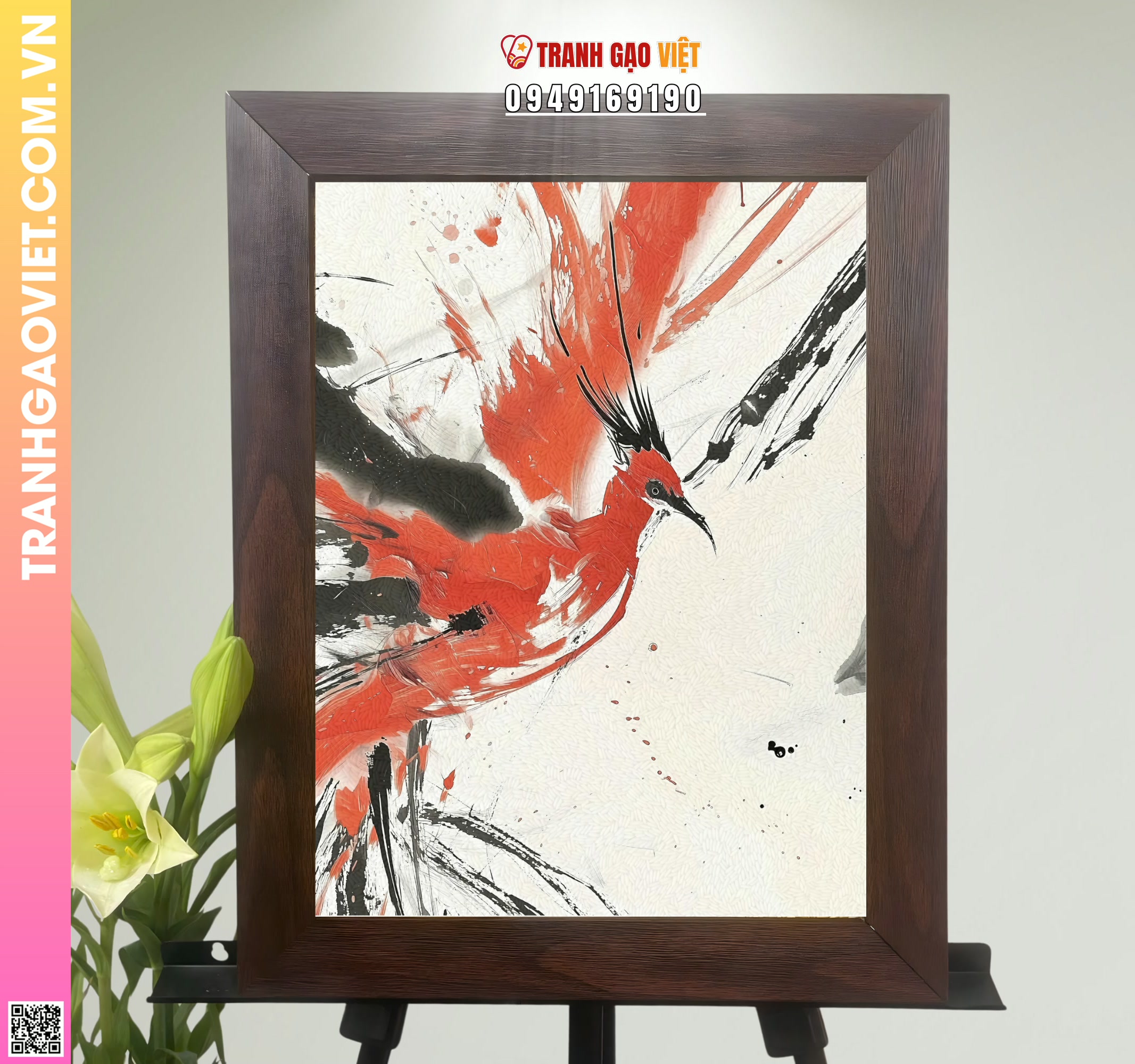 Tranh Gạo Dáng Chim Lửa Hình ảnh Tranh Gạo Dáng Chim Lửa - Ảnh thực tế sản phẩm Tranh Gạo