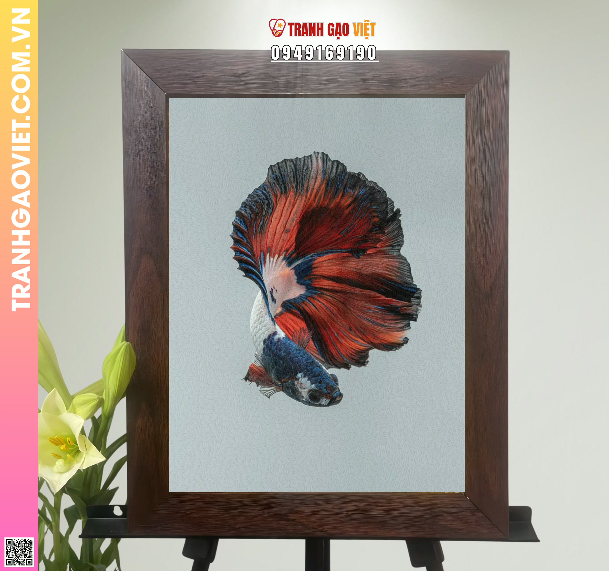 Tranh Gạo Dáng Cá Trọi Hình ảnh Tranh Gạo Dáng Cá Trọi - Ảnh thực tế sản phẩm Tranh Gạo