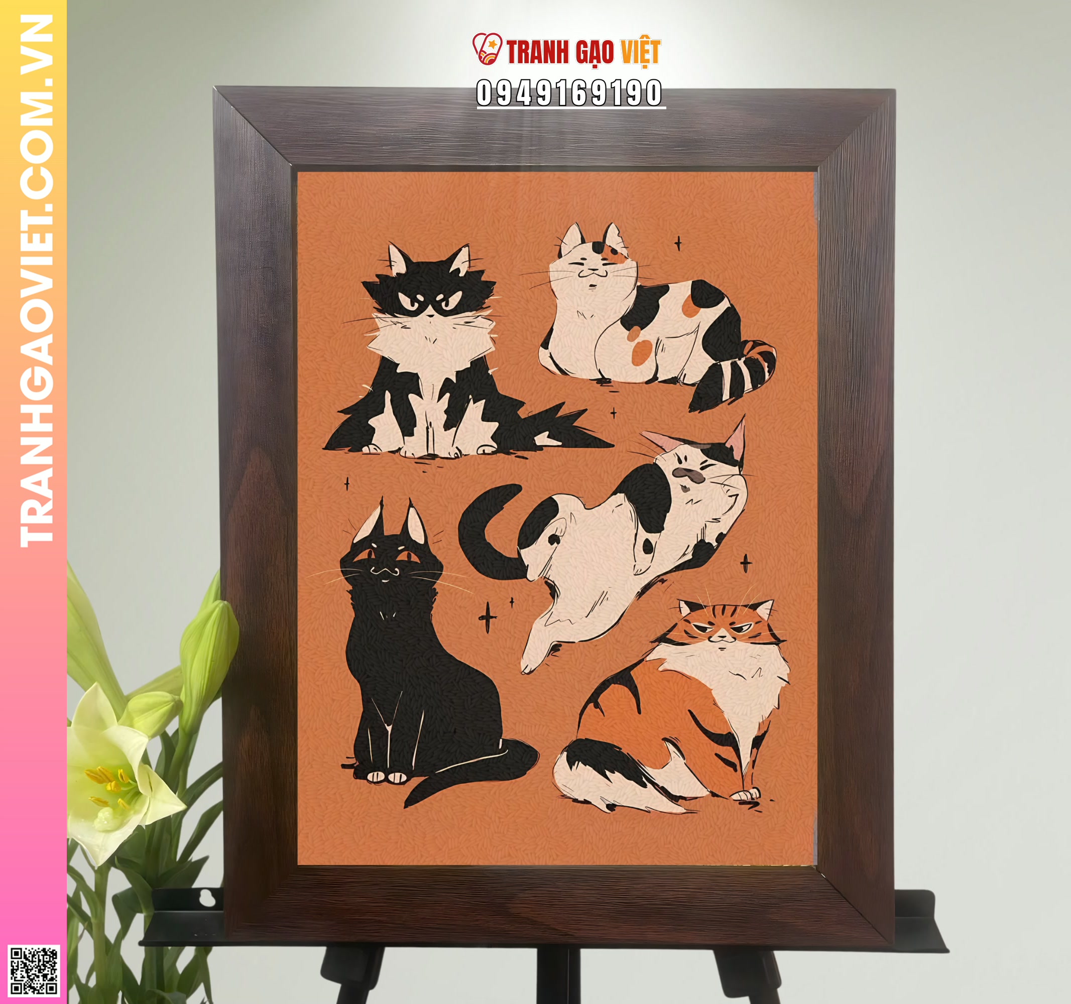 Tranh Gạo Dáng Mèo Hình ảnh Tranh Gạo Dáng Mèo - Ảnh thực tế sản phẩm Tranh Gạo