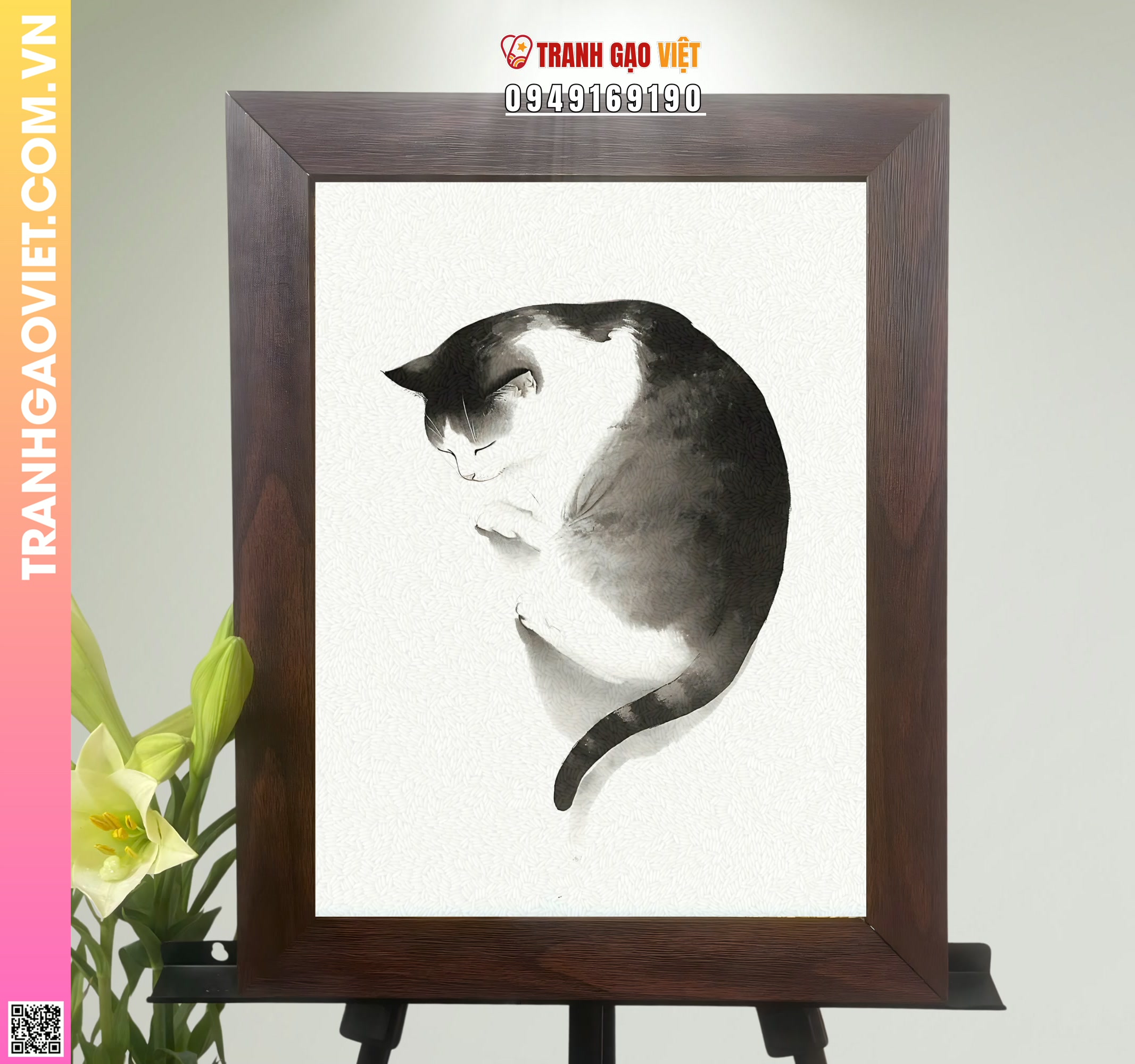 Tranh Gạo Giấc Ngủ Của Mèo Hình ảnh Tranh Gạo Giấc Ngủ Của Mèo - Ảnh thực tế sản phẩm Tranh Gạo