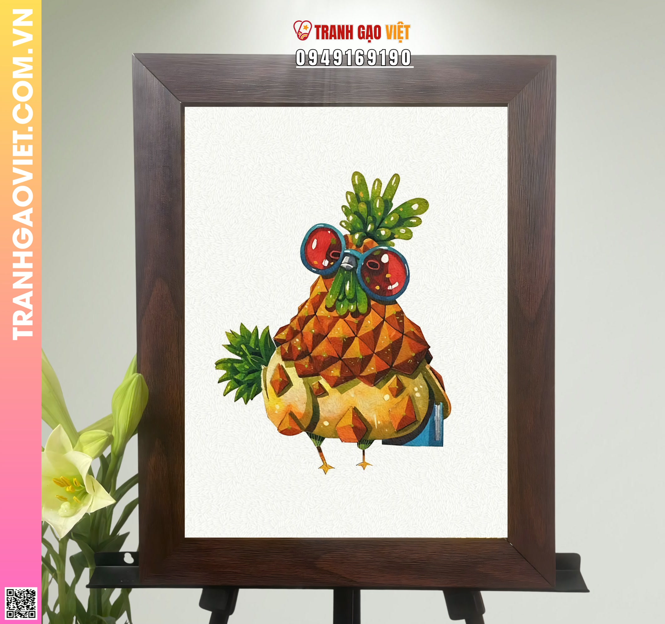 Tranh Gạo Gà Dứa Hình ảnh Tranh Gạo Gà Dứa - Ảnh thực tế sản phẩm Tranh Gạo
