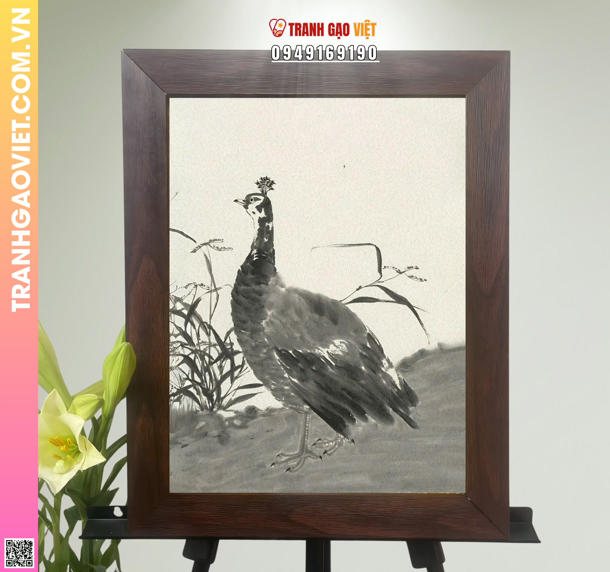 Tranh Gạo Gà Rừng Hình ảnh Tranh Gạo Gà Rừng - Ảnh thực tế sản phẩm Tranh Gạo