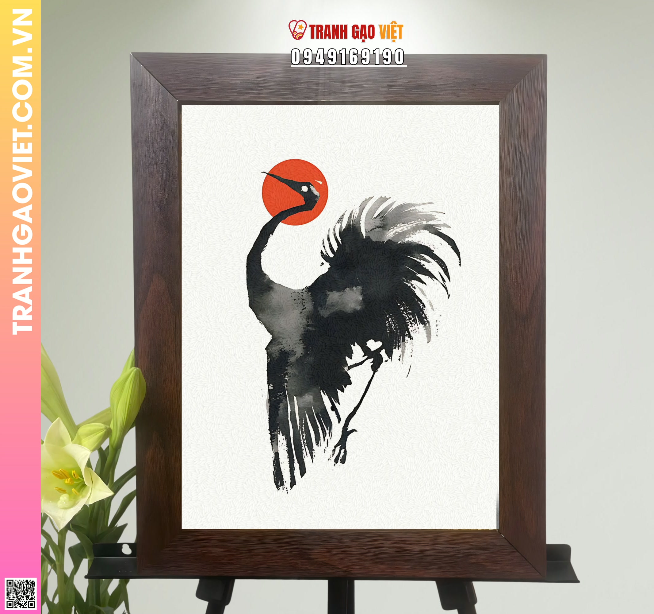 Tranh Gạo Hạc Khiêu Vũ Hình ảnh Tranh Gạo Hạc Khiêu Vũ - Ảnh thực tế sản phẩm Tranh Gạo