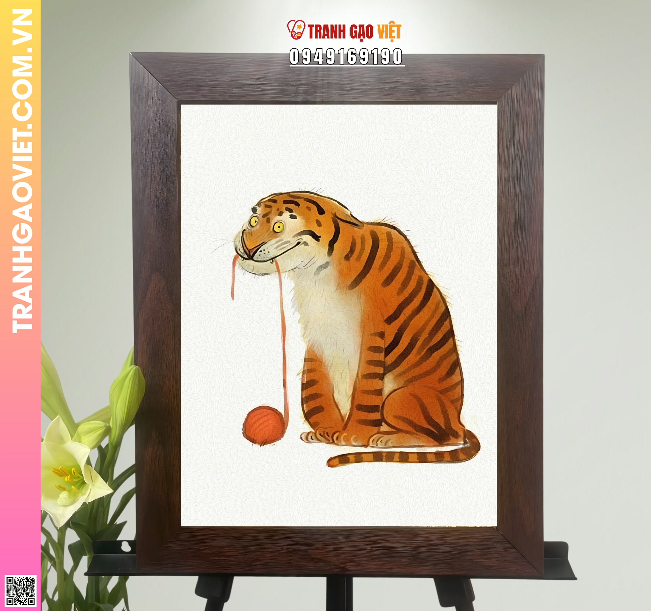 Tranh Gạo Hổ Ngổ Nghĩnh Hình ảnh Tranh Gạo Hổ Ngổ Nghĩnh - Ảnh thực tế sản phẩm Tranh Gạo