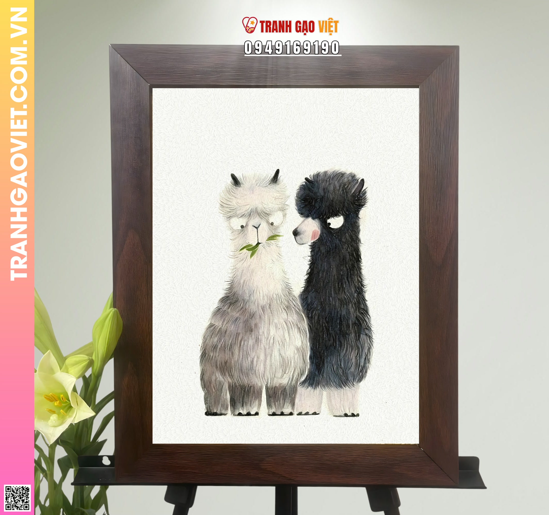 Tranh Gạo Lạc Đà không bướu Alpaca Hình ảnh Tranh Gạo Lạc Đà không bướu Alpaca - Ảnh thực tế sản phẩm Tranh Gạo