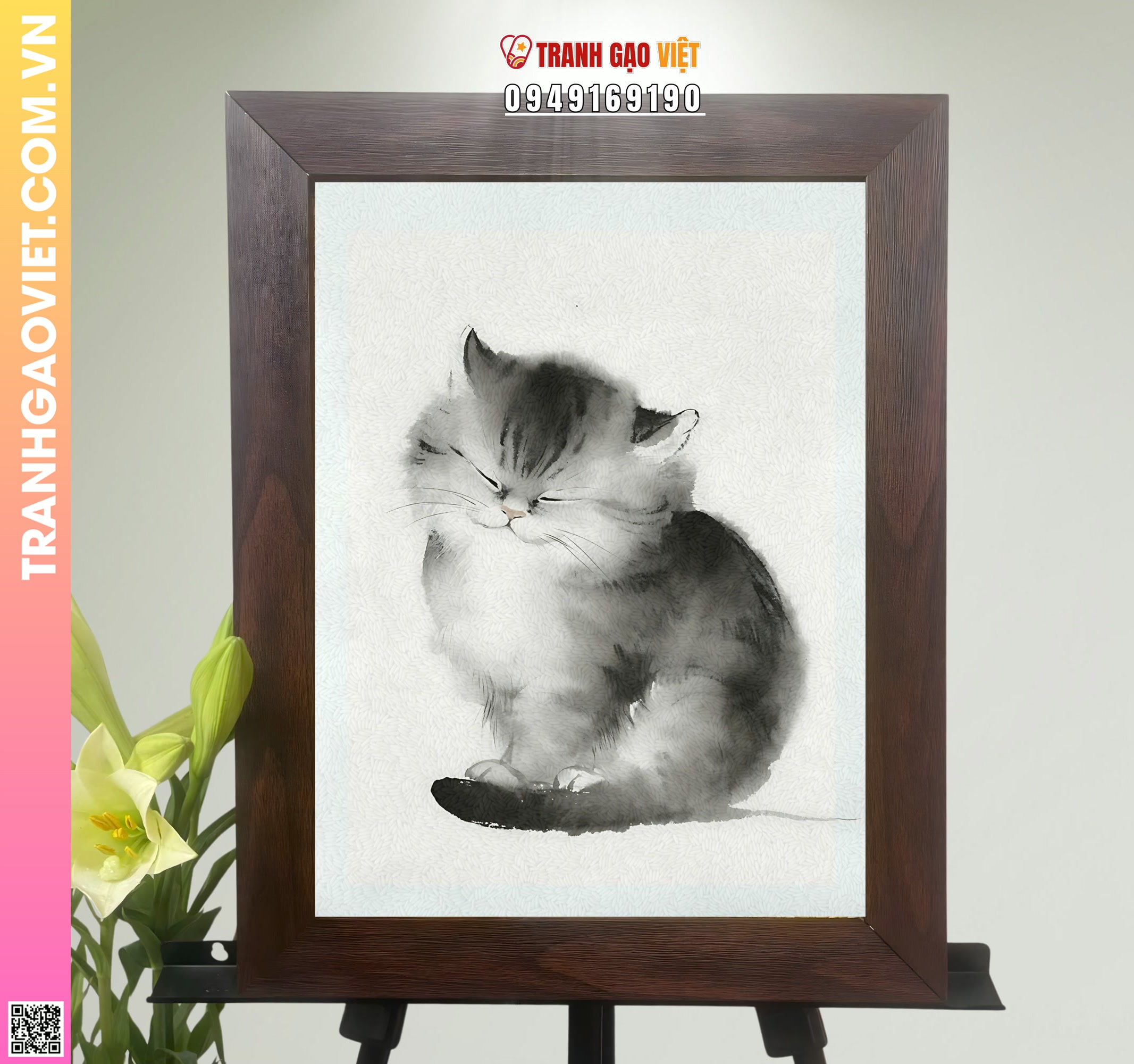 Tranh Gạo Meo Meo Hình ảnh Tranh Gạo Meo Meo - Ảnh thực tế sản phẩm Tranh Gạo