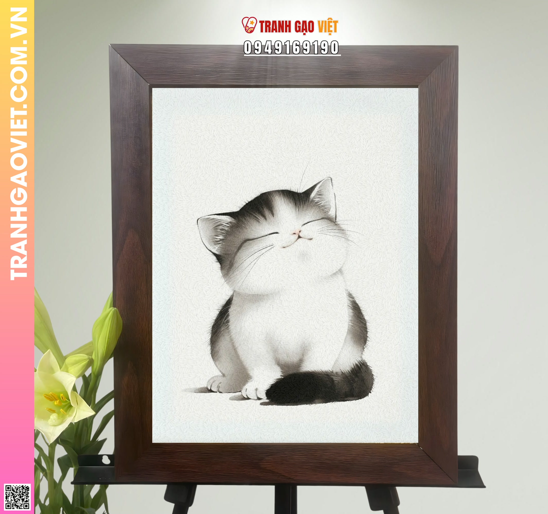 Tranh Gạo Mèo Muốn Nựng Hình ảnh Tranh Gạo Mèo Muốn Nựng - Ảnh thực tế sản phẩm Tranh Gạo