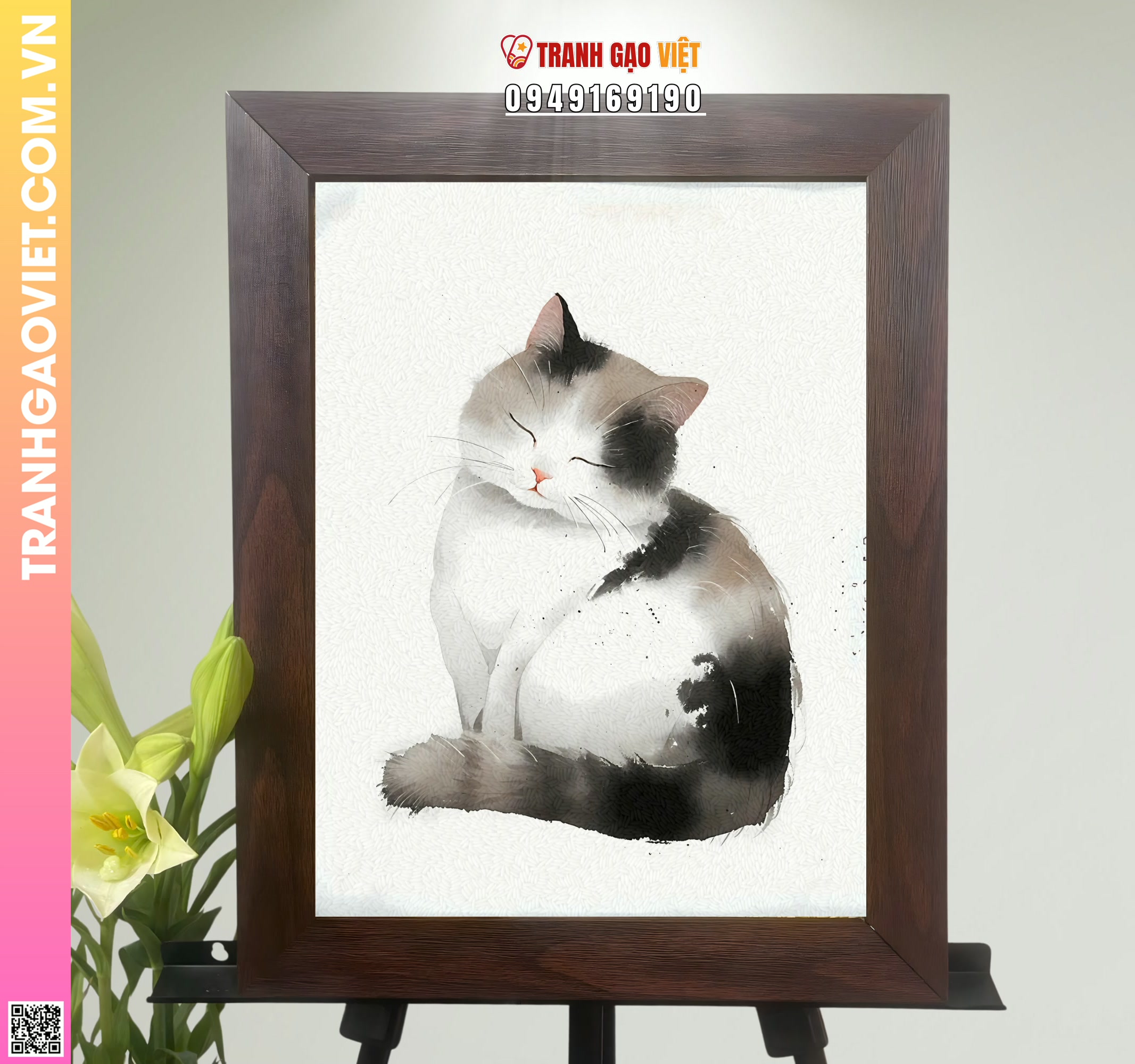 Tranh Gạo Mèo Mơ Màng Hình ảnh Tranh Gạo Mèo Mơ Màng - Ảnh thực tế sản phẩm Tranh Gạo