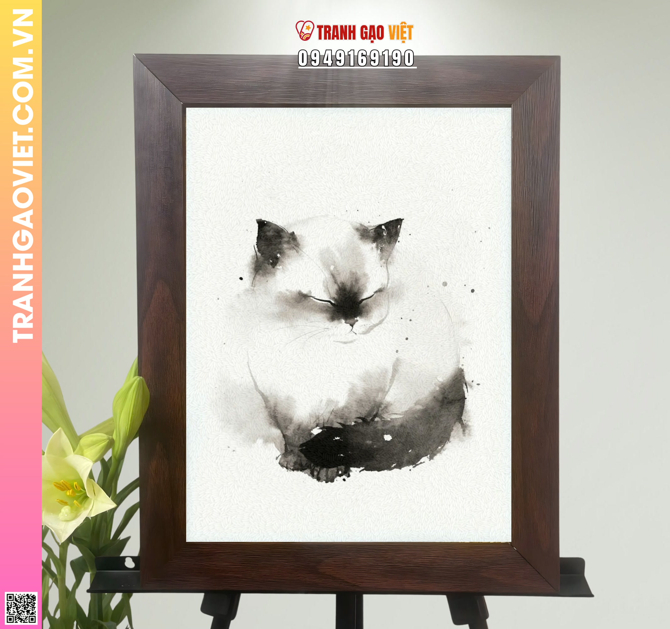 Tranh Gạo Mèo Ngoan Hình ảnh Tranh Gạo Mèo Ngoan - Ảnh thực tế sản phẩm Tranh Gạo