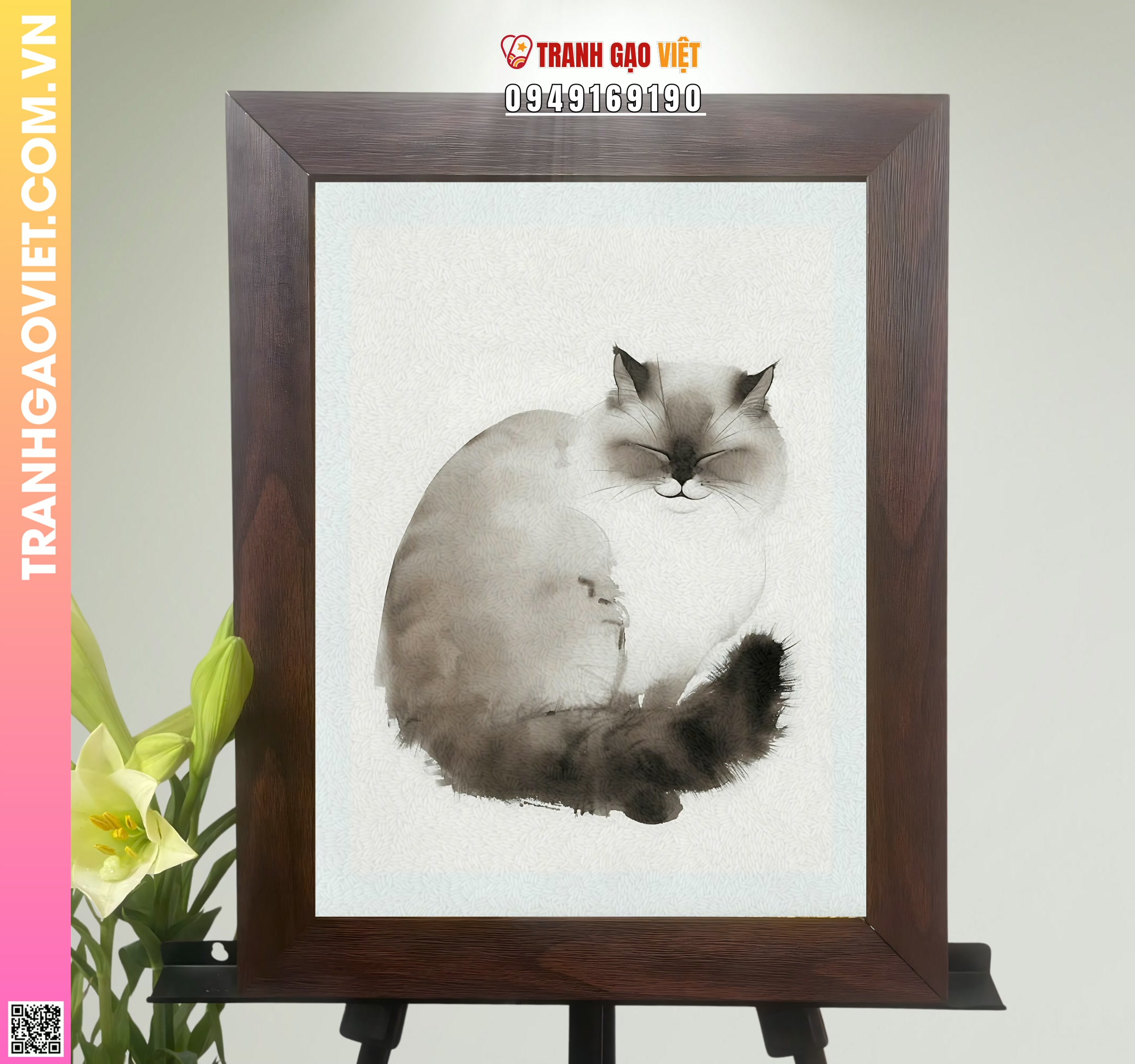 Tranh Gạo Mèo Đáng Yêu Hình ảnh Tranh Gạo Mèo Đáng Yêu - Ảnh thực tế sản phẩm Tranh Gạo