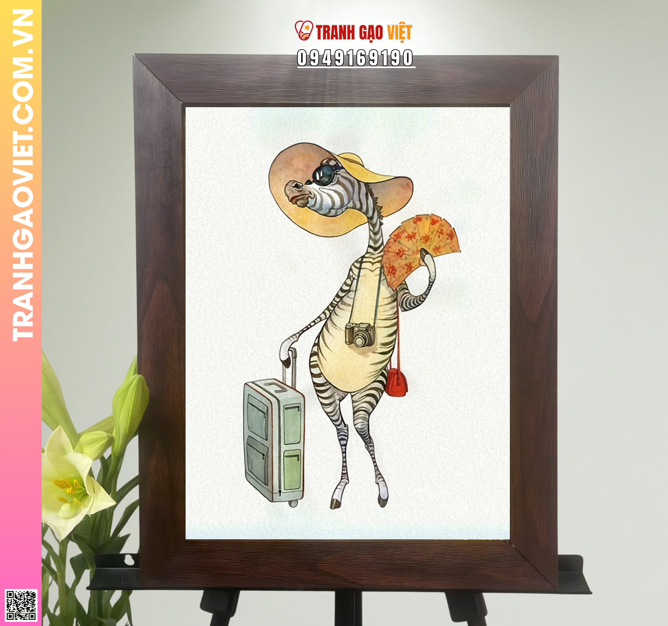 Tranh Gạo Mùa Du Lịch Của Quý Cô Ngựa Vằn Hình ảnh Tranh Gạo Mùa Du Lịch Của Quý Cô Ngựa Vằn - Ảnh thực tế sản phẩm Tranh Gạo