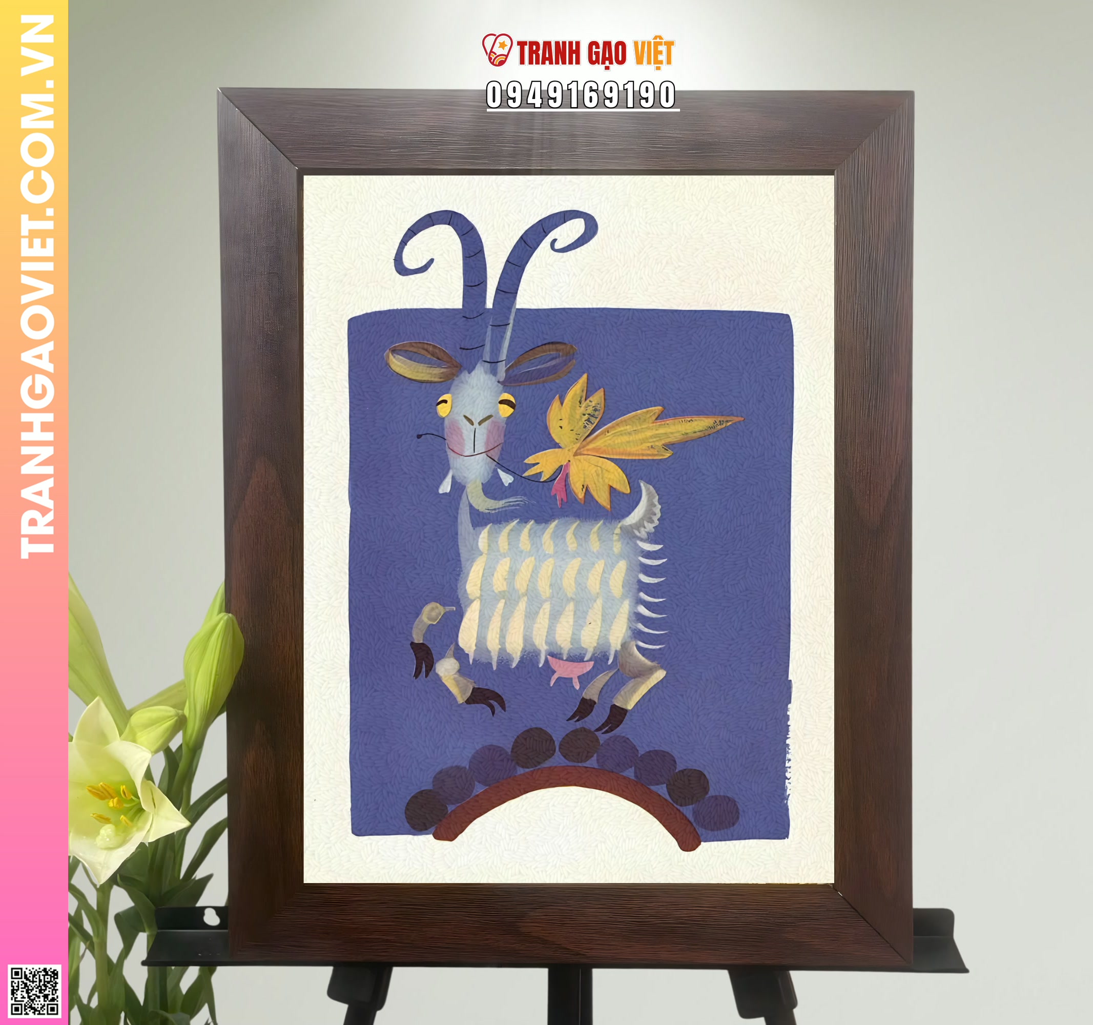 Tranh Gạo Mẹ Dê Hình ảnh Tranh Gạo Mẹ Dê - Ảnh thực tế sản phẩm Tranh Gạo