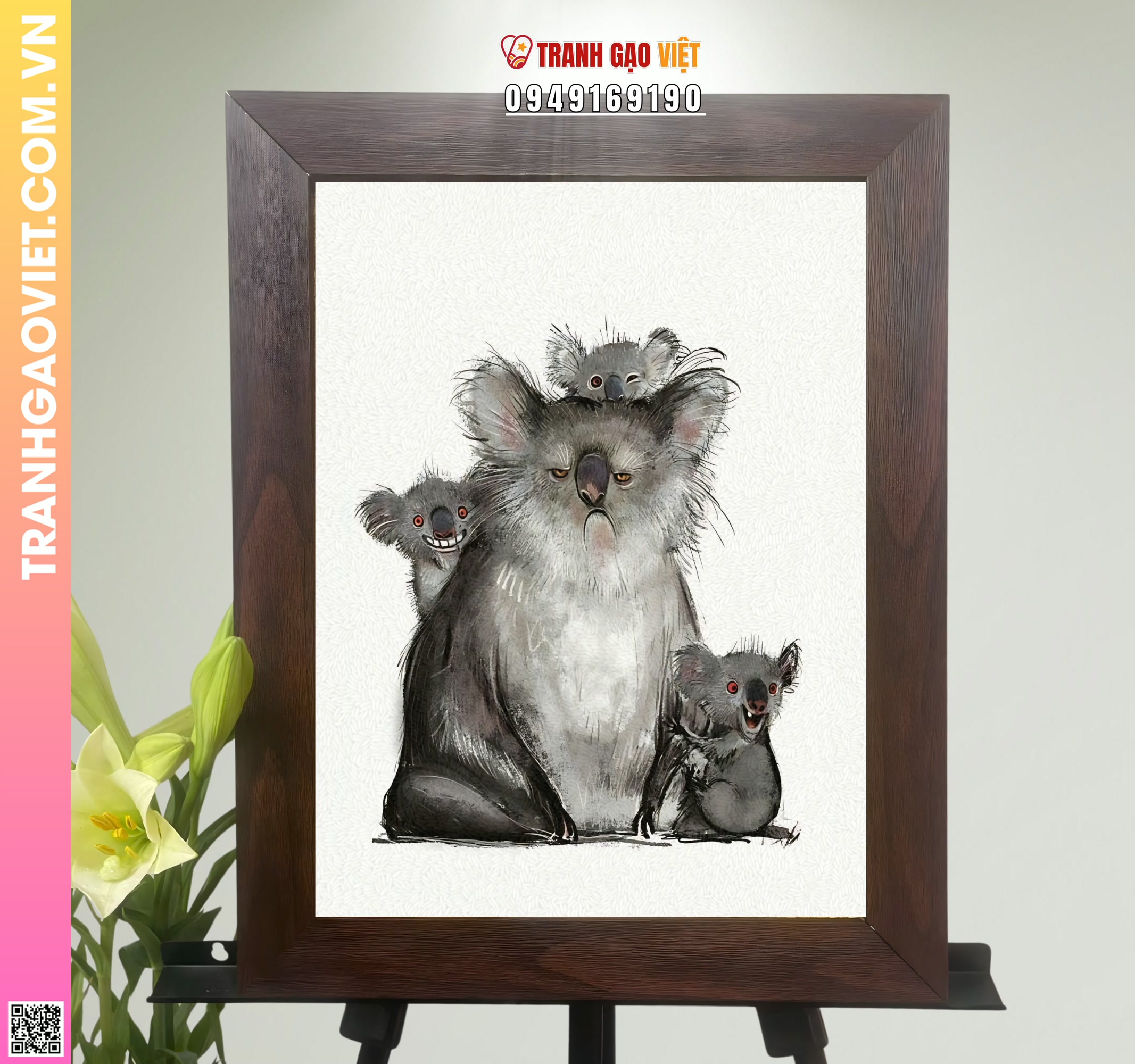 Tranh Gạo Nhà Gấu Mèo Hình ảnh Tranh Gạo Nhà Gấu Mèo - Ảnh thực tế sản phẩm Tranh Gạo