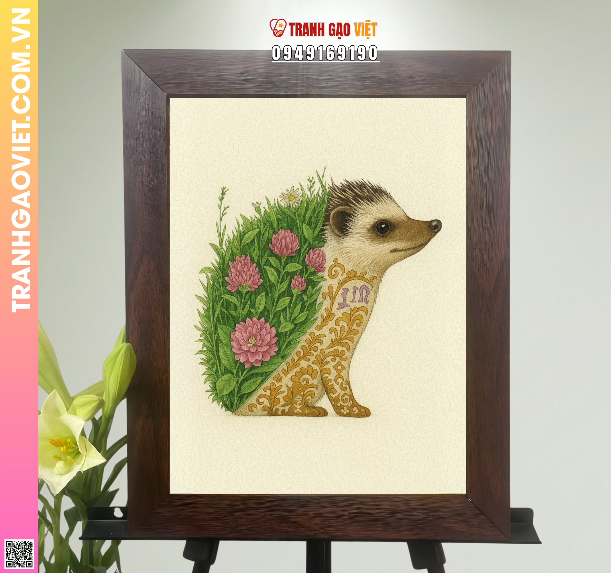 Tranh Gạo Nhím Con Hình ảnh Tranh Gạo Nhím Con - Ảnh thực tế sản phẩm Tranh Gạo