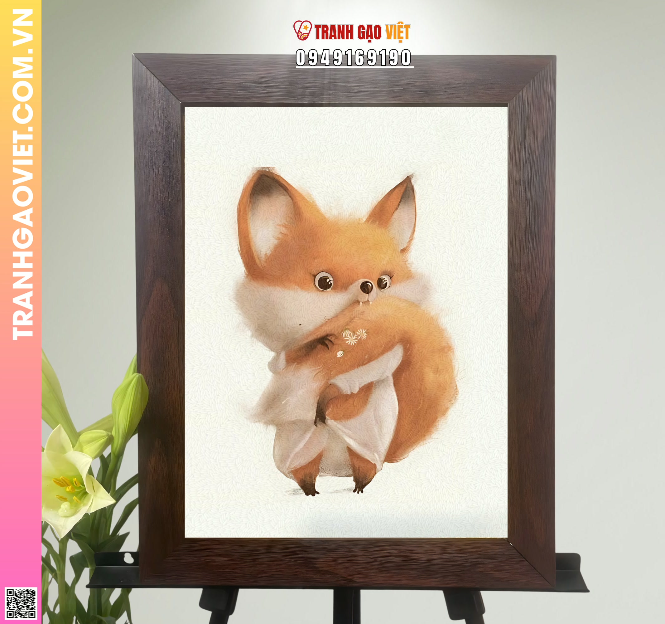 Tranh Gạo Nàng Cáo Nhỏ Hình ảnh Tranh Gạo Nàng Cáo Nhỏ - Ảnh thực tế sản phẩm Tranh Gạo